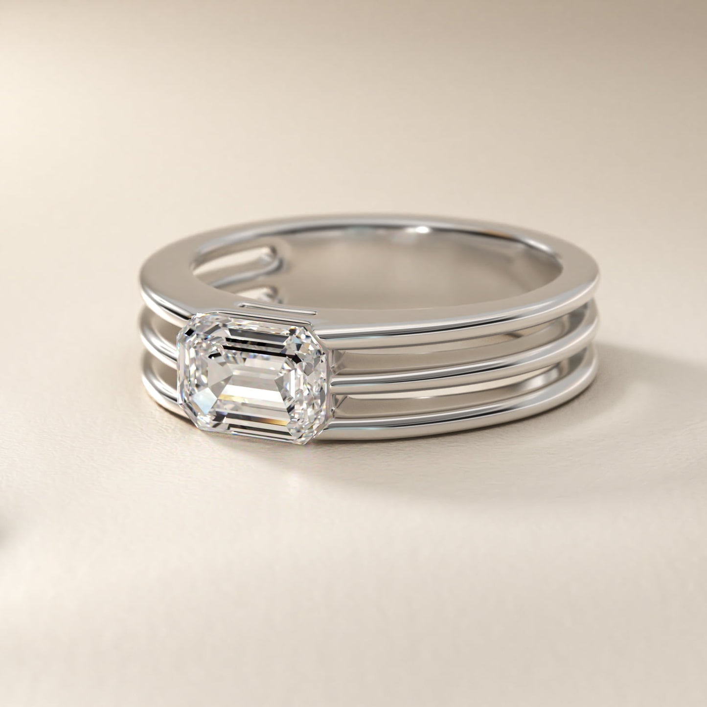 Ridged Dome Solitaire Engagement Ring In 18k White Gold By James Allen - Emerald Center