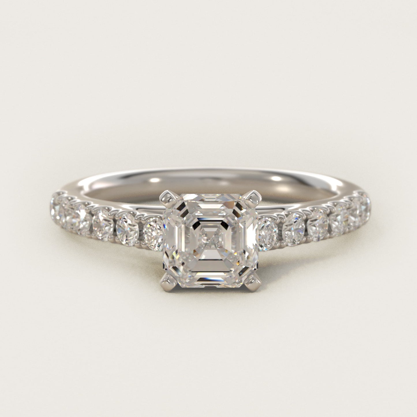 Riviera Cathedral PavŽ Diamond Engagement Ring in Platinum (1/2 ct. tw.) - Asscher Center