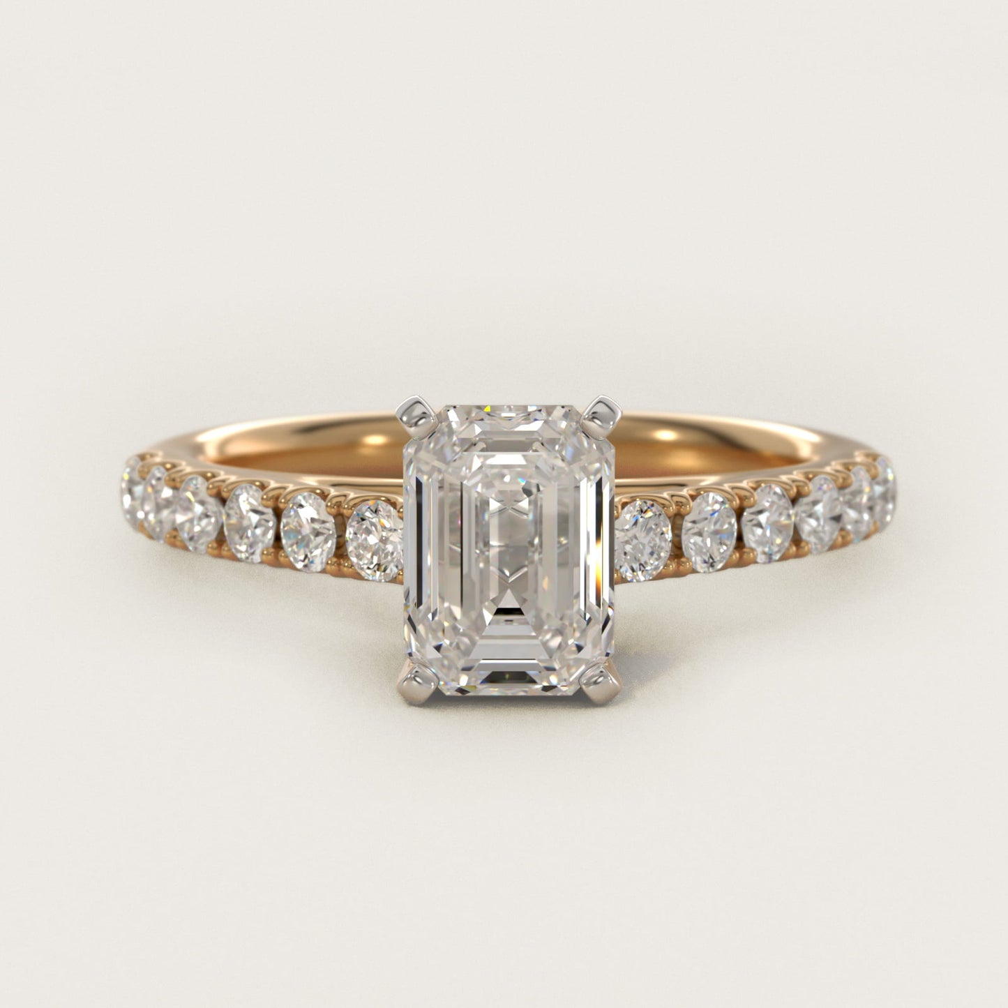 Riviera Cathedral PavŽ Diamond Engagement Ring in 14K Yellow Gold (1/2 ct. tw.) - Emerald Center
