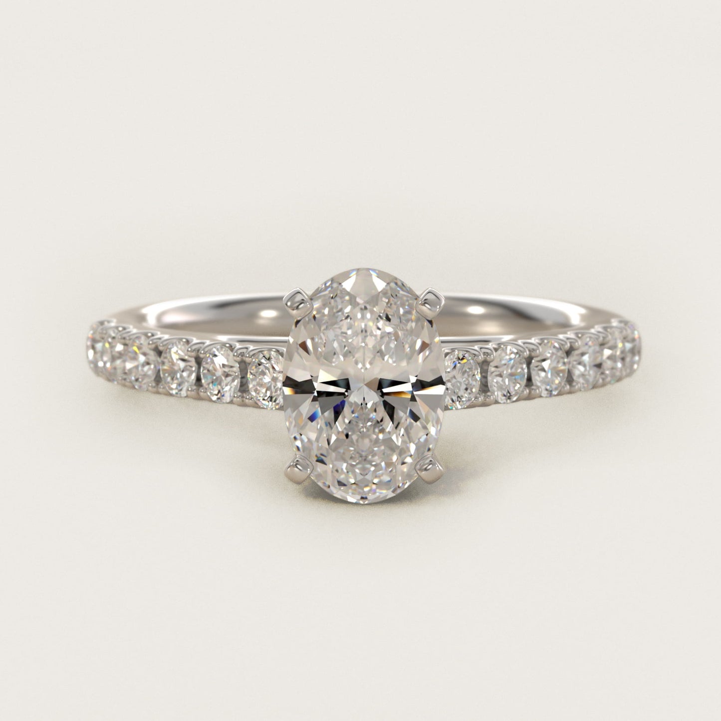 Riviera Cathedral PavŽ Diamond Engagement Ring in Platinum (1/2 ct. tw.) - Oval Center
