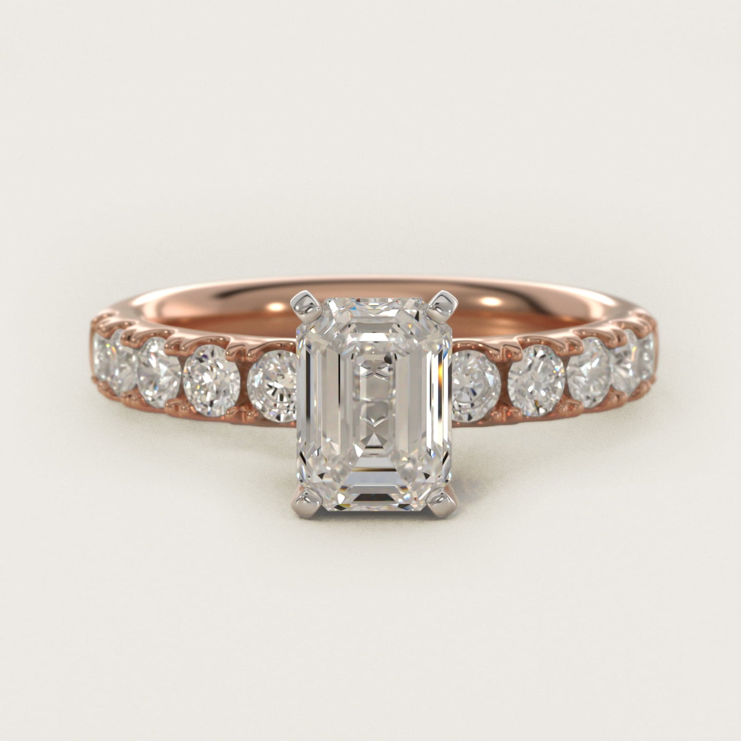Riviera PavŽ Diamond Engagement Ring in 18k Rose Gold (5/8 ct. tw.) - Emerald Center