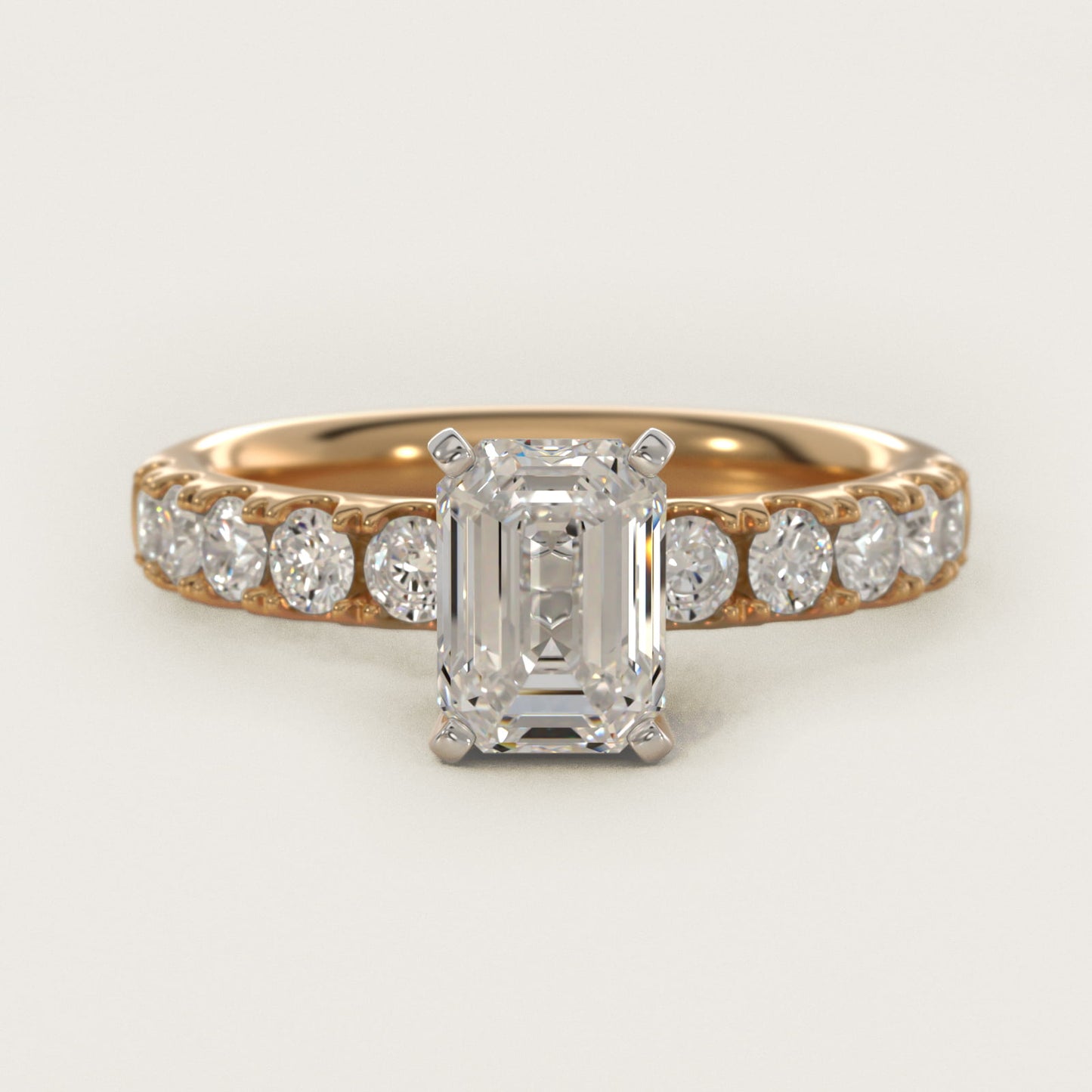 Riviera PavŽ Diamond Engagement Ring in 18k Yellow Gold (5/8 ct. tw.) - Emerald Center