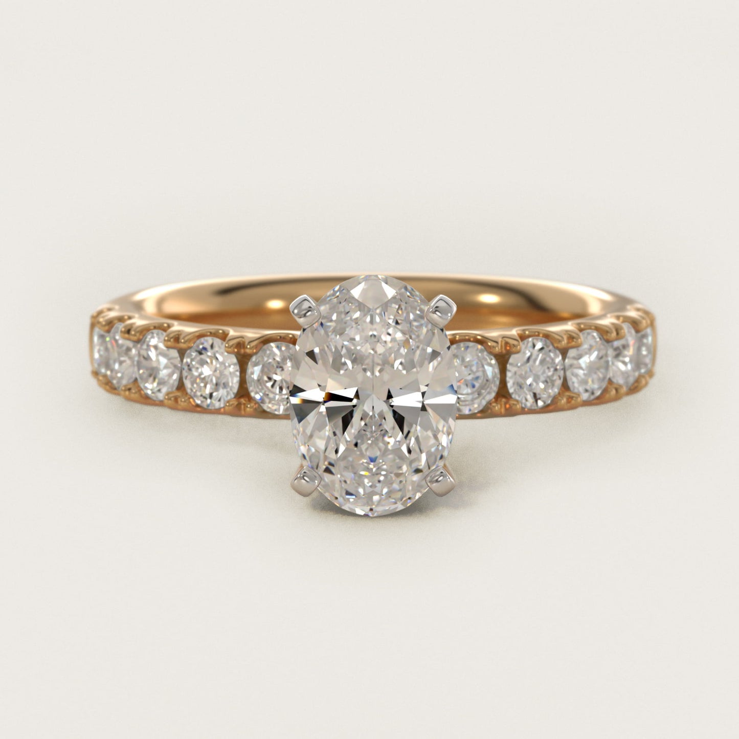 Riviera PavŽ Diamond Engagement Ring in 18k Yellow Gold (5/8 ct. tw.) - Oval Center