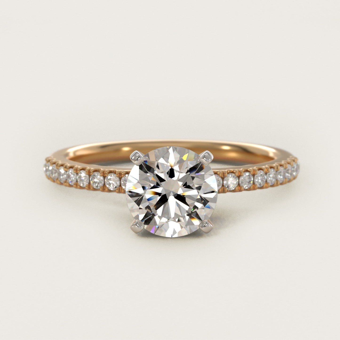 Riviera PavŽ Diamond Engagement Ring in 14K Yellow Gold (1/6 ct. tw.) - Round Center