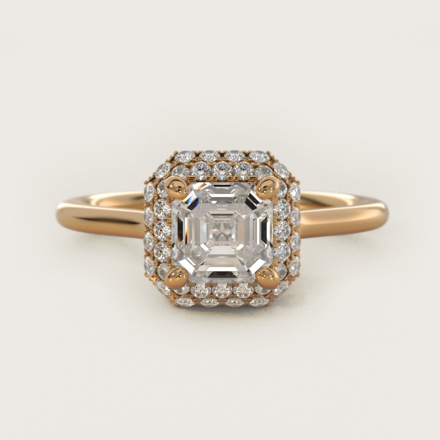 Rollover Halo Diamond Basket Engagement Ring in 18k Yellow Gold (3/8 ct. tw) - Asscher Center