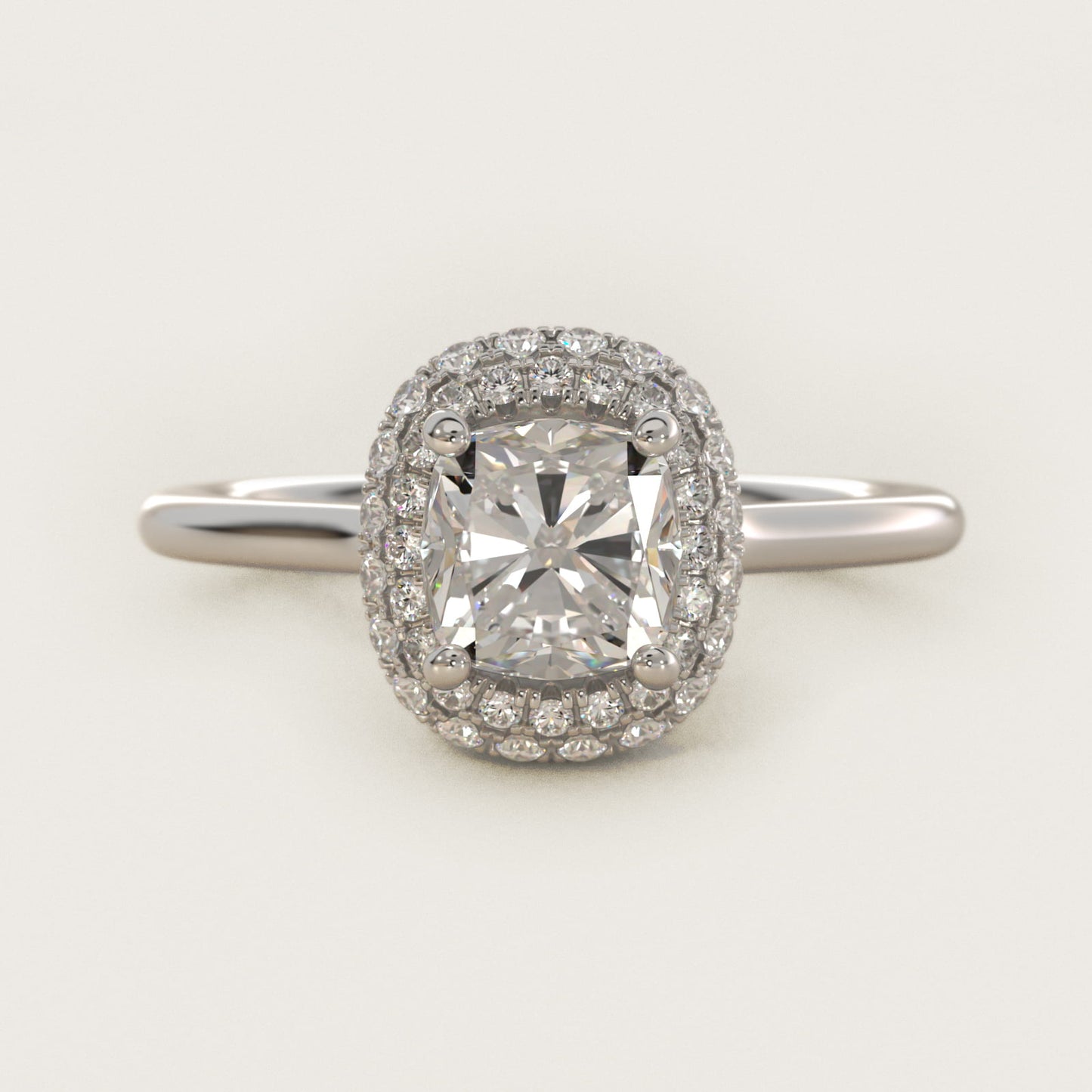 Rollover Halo Diamond Basket Engagement Ring in 14k White Gold (3/8 ct. tw) - Cushion Center