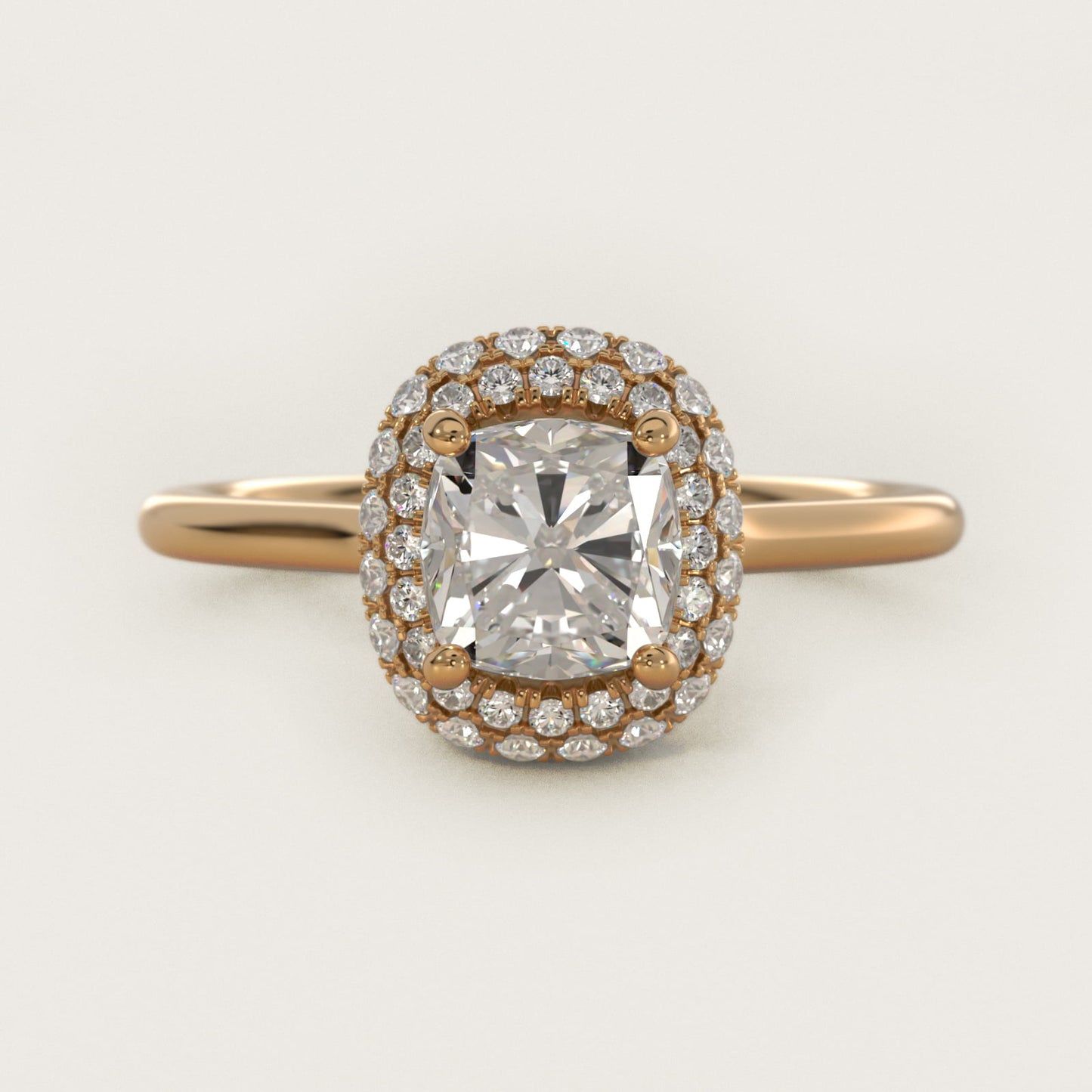 Rollover Halo Diamond Basket Engagement Ring in 14k Yellow Gold (3/8 ct. tw) - Cushion Center