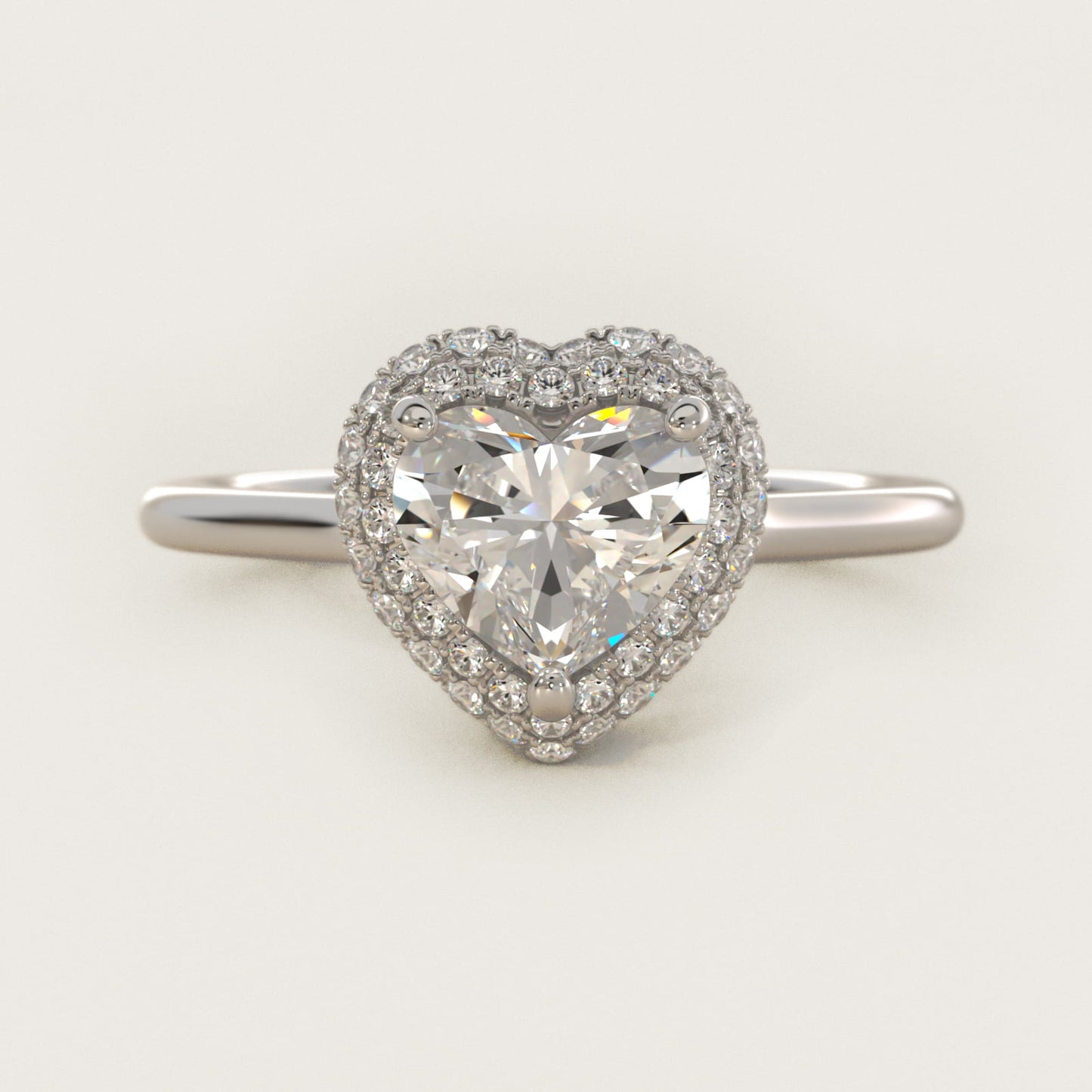 Rollover Halo Diamond Basket Engagement Ring in 14k White Gold (3/8 ct. tw) - Heart Center