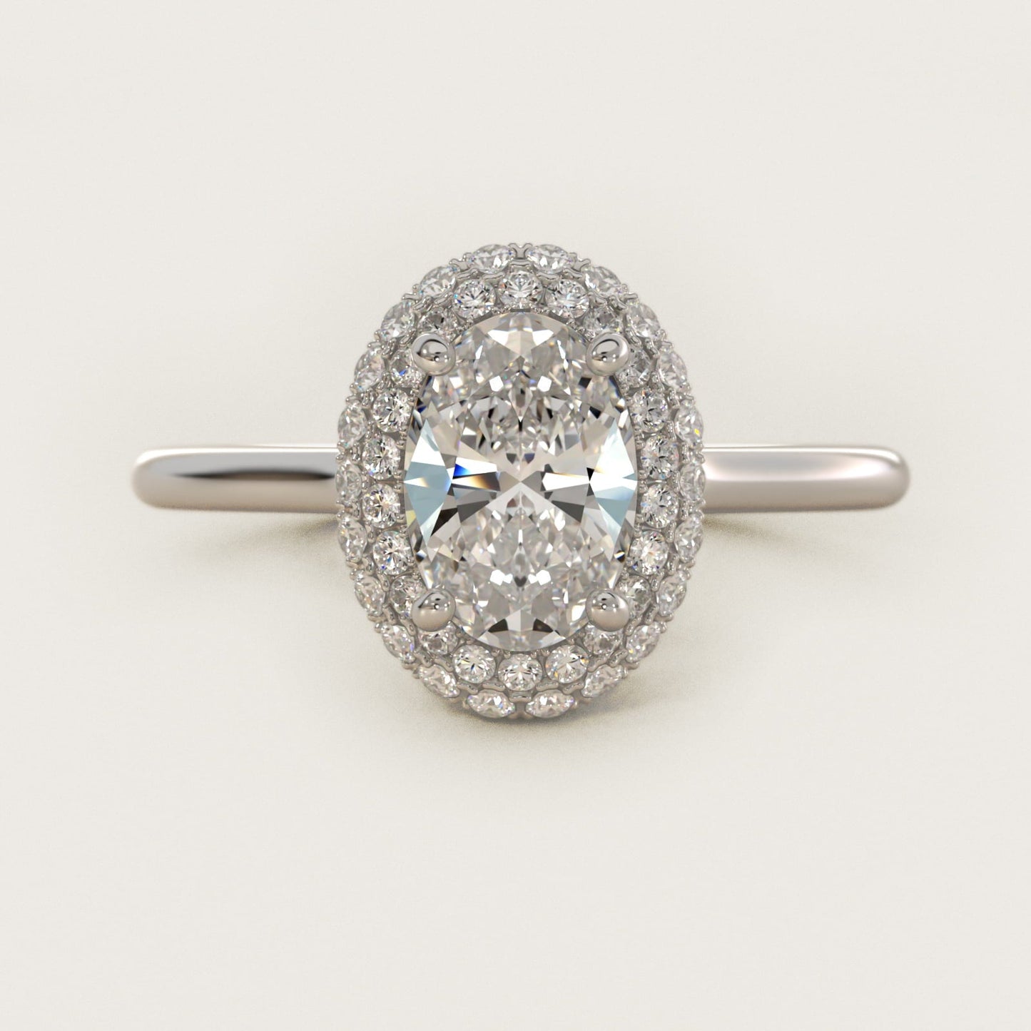 Rollover Halo Diamond Basket Engagement Ring in Platinum (3/8 ct. tw) - Oval Center