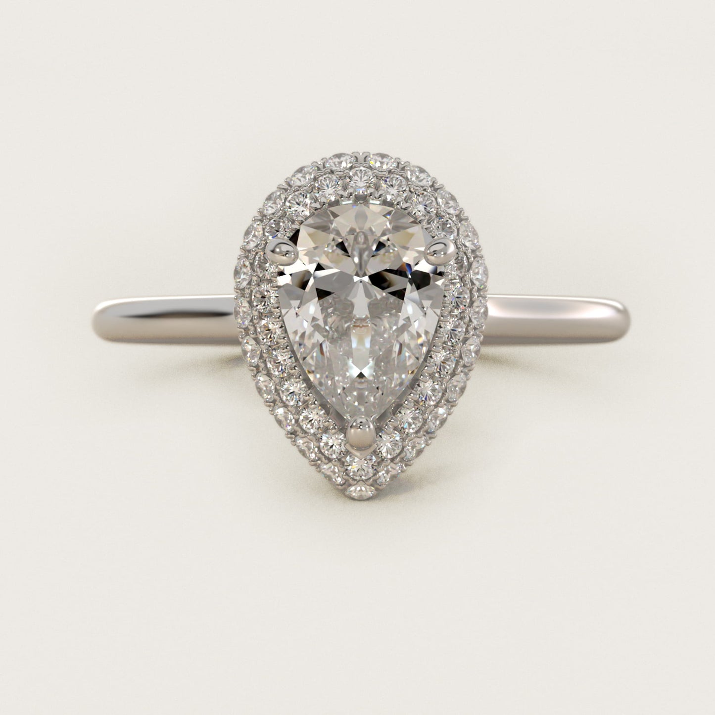 Rollover Halo Diamond Basket Engagement Ring in 14k White Gold (3/8 ct. tw) - Pear Center