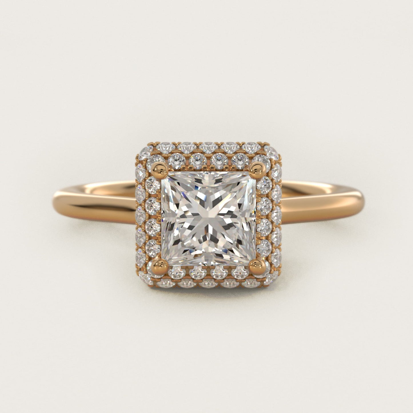 Rollover Halo Diamond Basket Engagement Ring in 14k Yellow Gold (3/8 ct. tw) - Princess Center