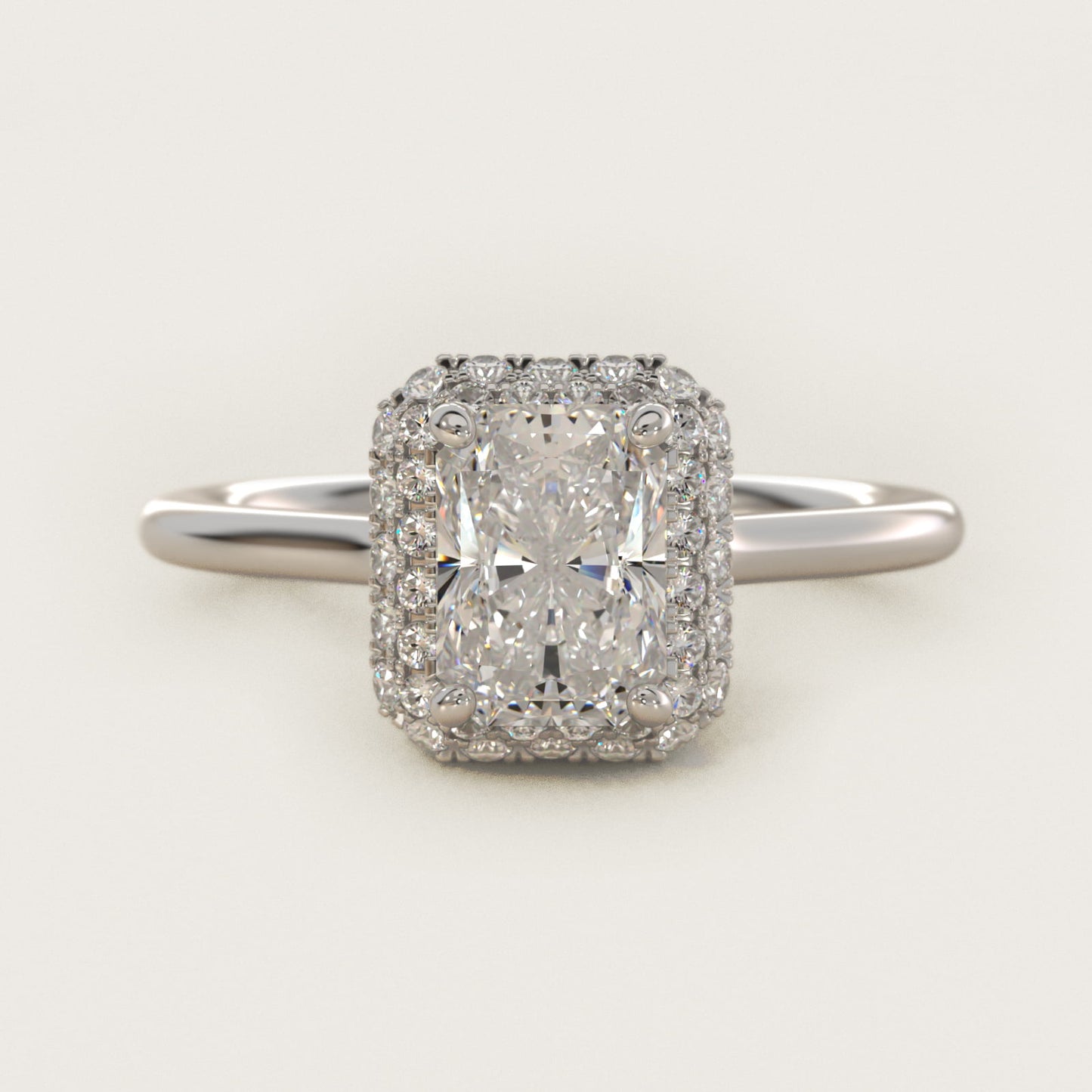 Rollover Halo Diamond Basket Engagement Ring in 14k White Gold (3/8 ct. tw) - Radiant Center
