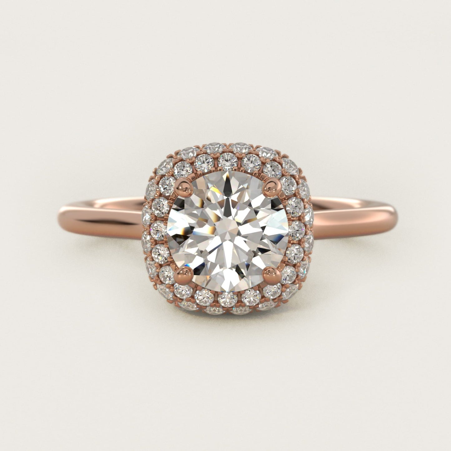 Rollover Halo Diamond Basket Engagement Ring in 18k Rose Gold (3/8 ct. tw) - Round Center