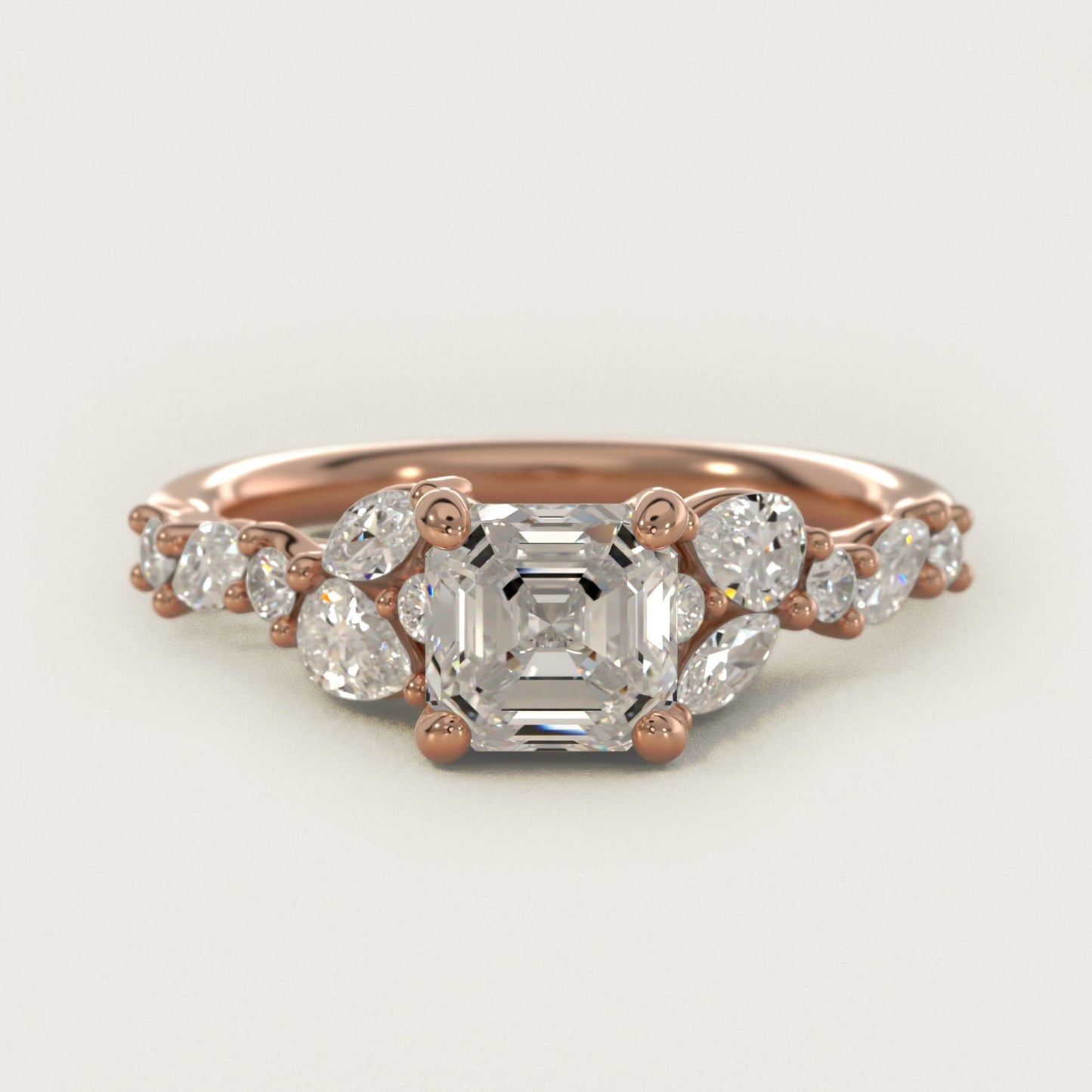Romantic Pear and Round Diamond Twist Engagement Ring in 18k Rose Gold (1/2 ct. tw.) - Asscher Center