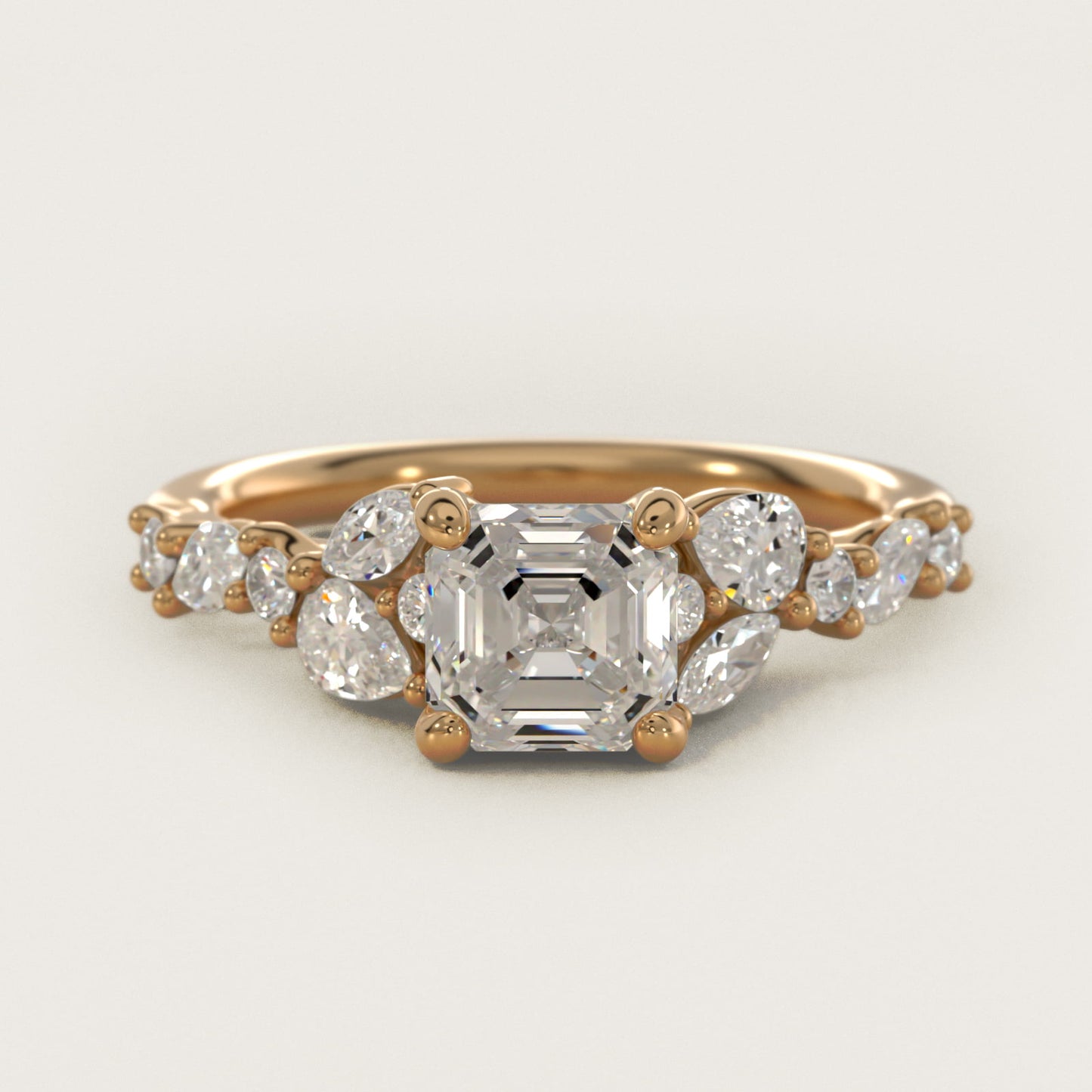 Romantic Pear and Round Diamond Twist Engagement Ring in 14k Yellow Gold (1/2 ct. tw.) - Asscher Center