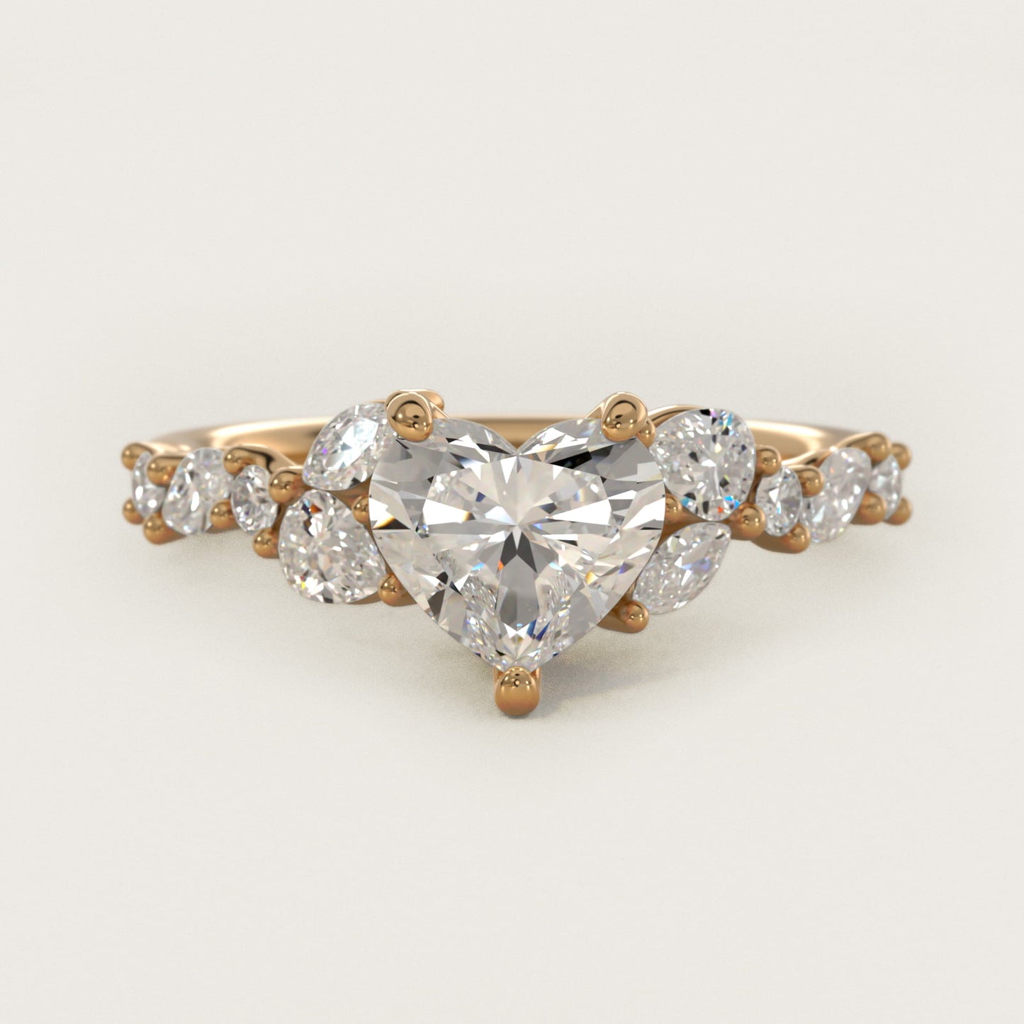 Romantic Pear and Round Diamond Twist Engagement Ring in 14k Yellow Gold (1/2 ct. tw.) - Heart Center