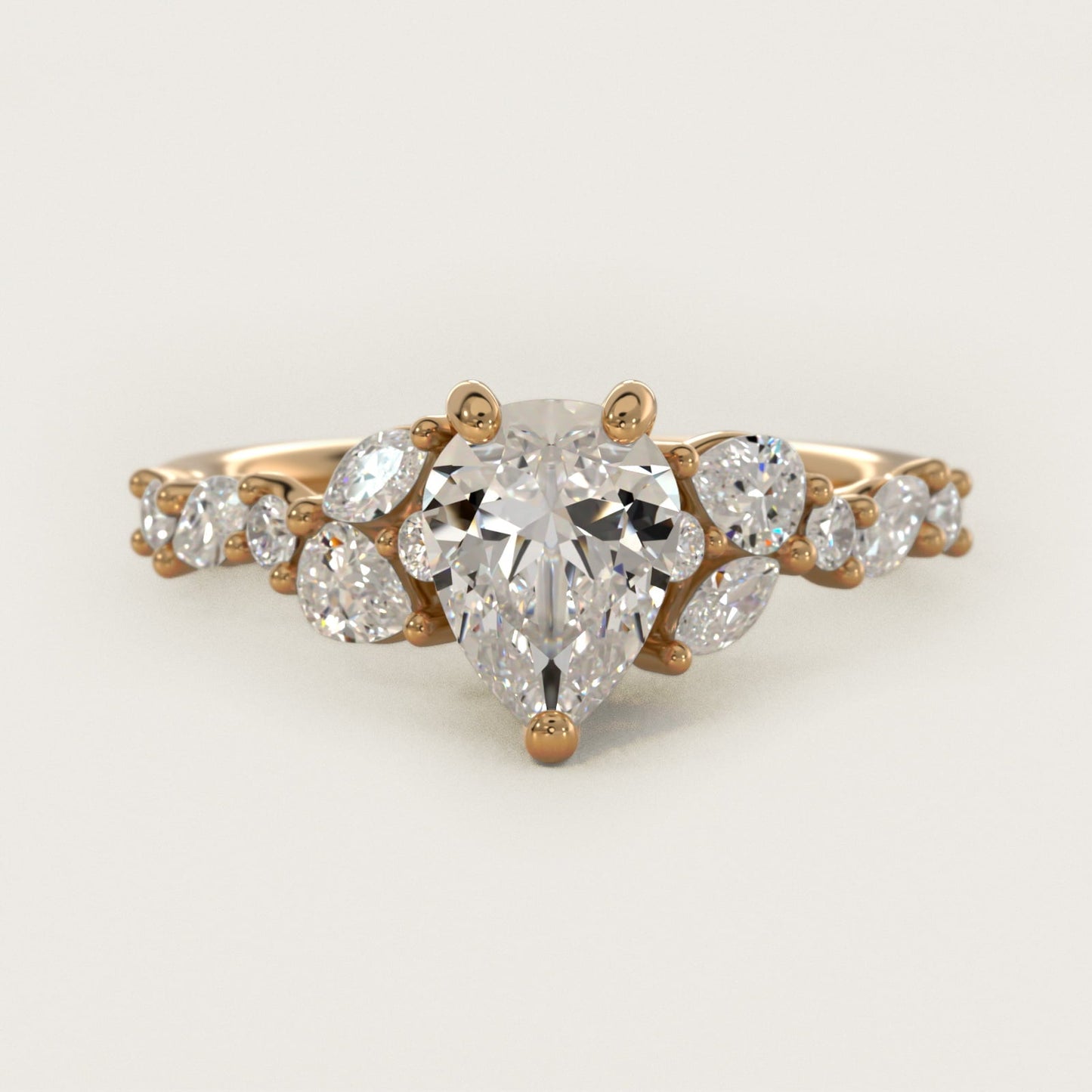 Romantic Pear and Round Diamond Twist Engagement Ring in 18k Yellow Gold (1/2 ct. tw.) - Pear Center