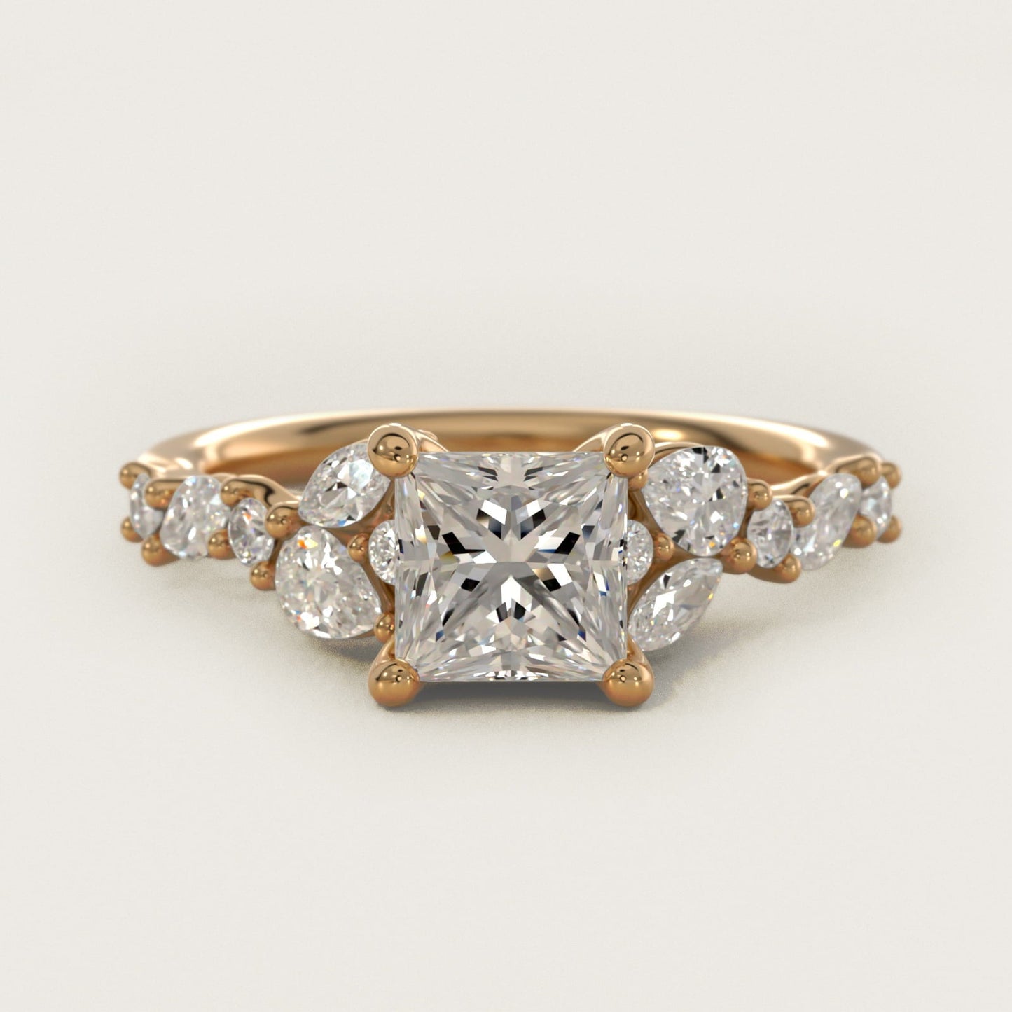 Romantic Pear and Round Diamond Twist Engagement Ring in 18k Yellow Gold (1/2 ct. tw.) - Princess Center