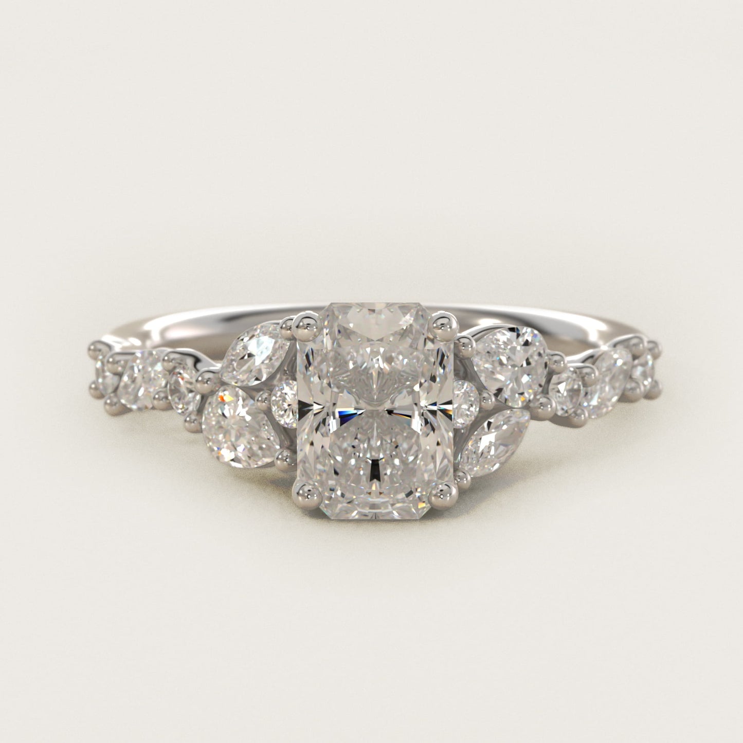 Romantic Pear and Round Diamond Twist Engagement Ring in 14k White Gold (1/2 ct. tw.) - Radiant Center