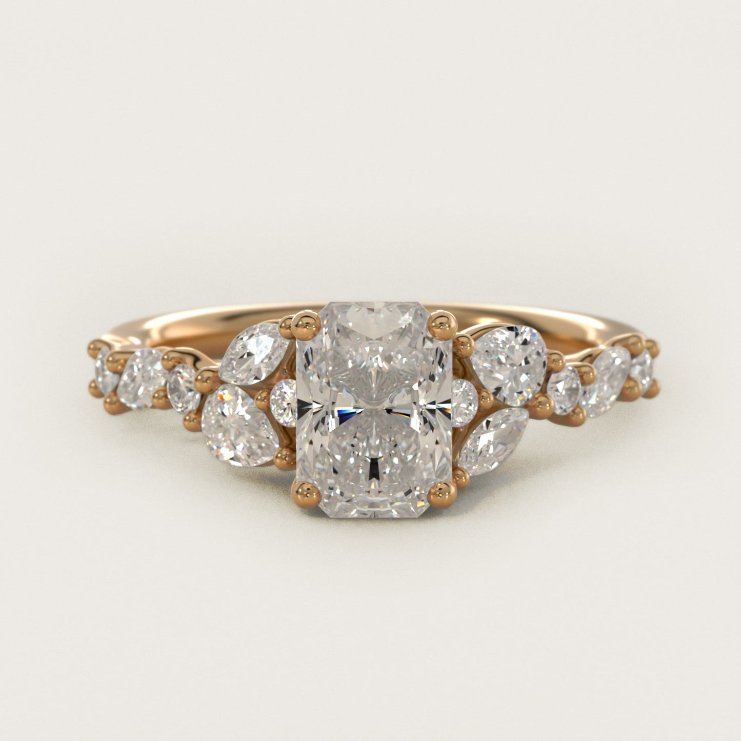 Romantic Pear and Round Diamond Twist Engagement Ring in 14k Yellow Gold (1/2 ct. tw.) - Radiant Center