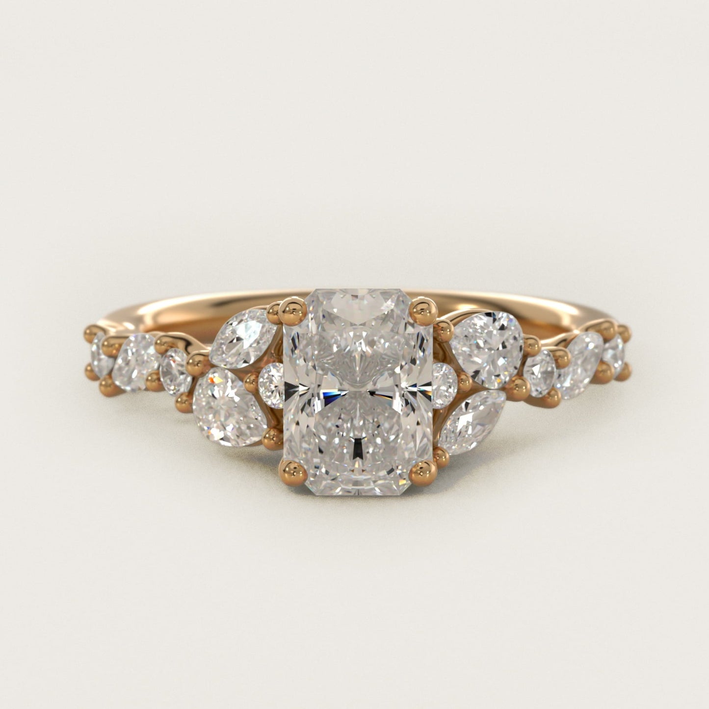 Romantic Pear and Round Diamond Twist Engagement Ring in 18k Yellow Gold (1/2 ct. tw.) - Radiant Center