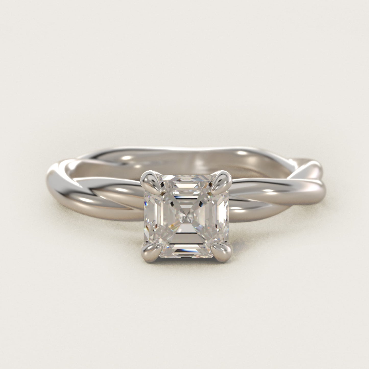 Rope Solitaire Engagement Ring In 18k White Gold By James Allen - Asscher Center