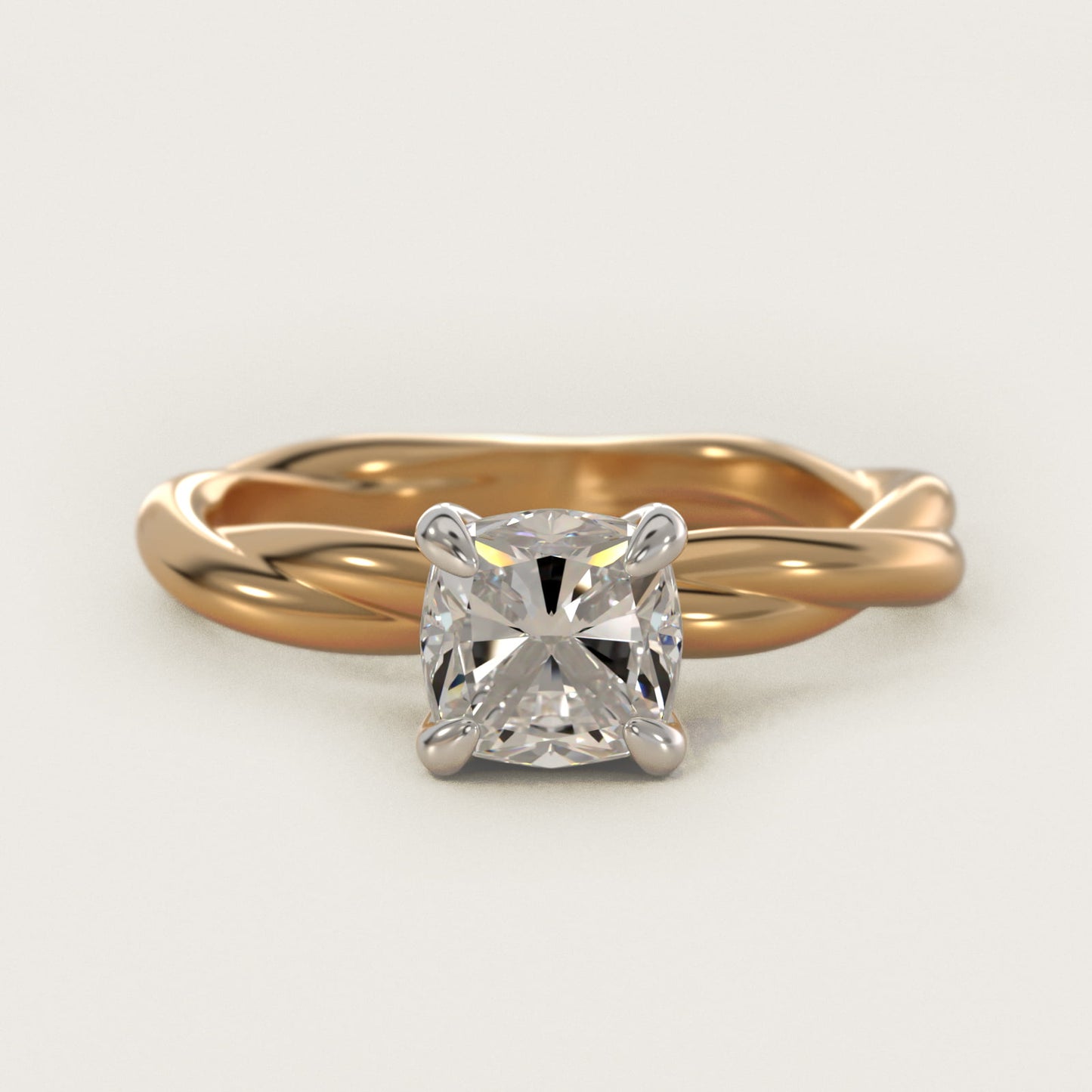Rope Solitaire Engagement Ring In 18k Yellow Gold By James Allen - Cushion Center