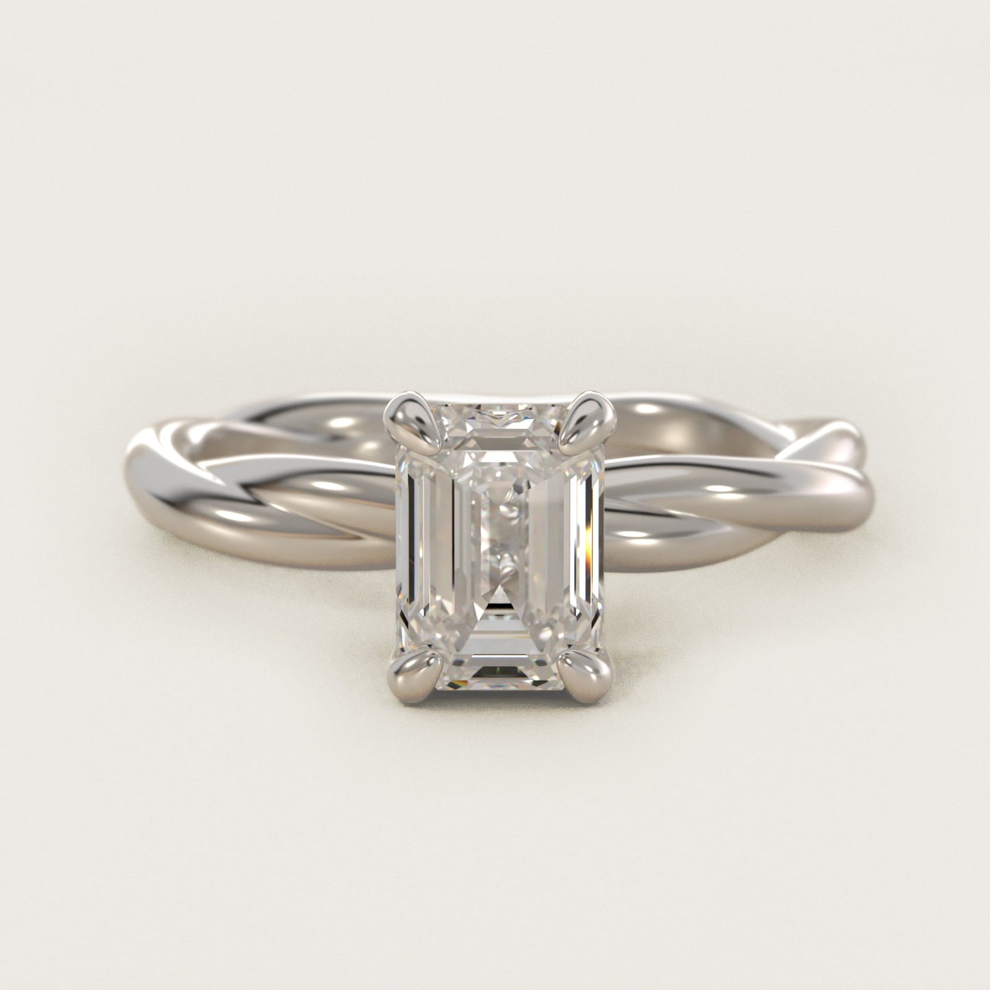 Rope Solitaire Engagement Ring In 18k White Gold By James Allen - Emerald Center