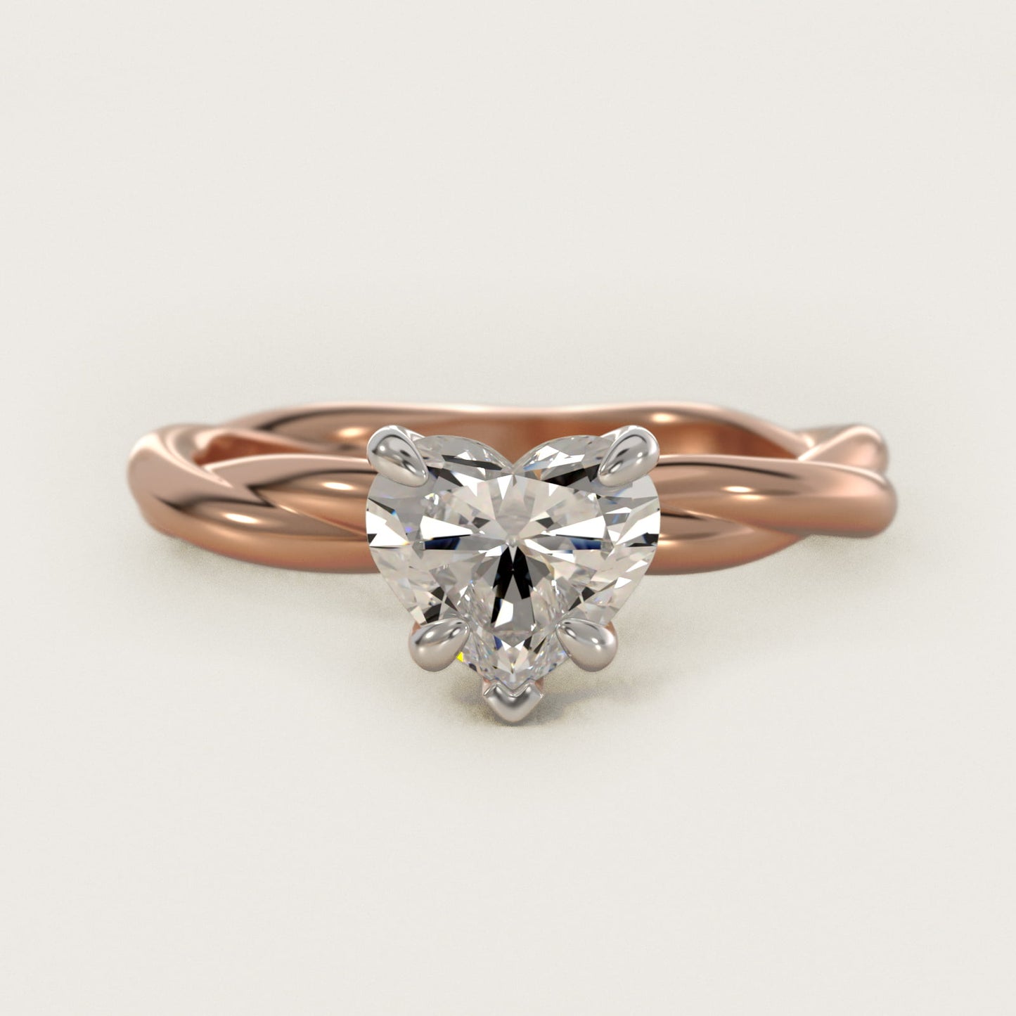 Rope Solitaire Engagement Ring In 14K Rose Gold By James Allen - Heart Center