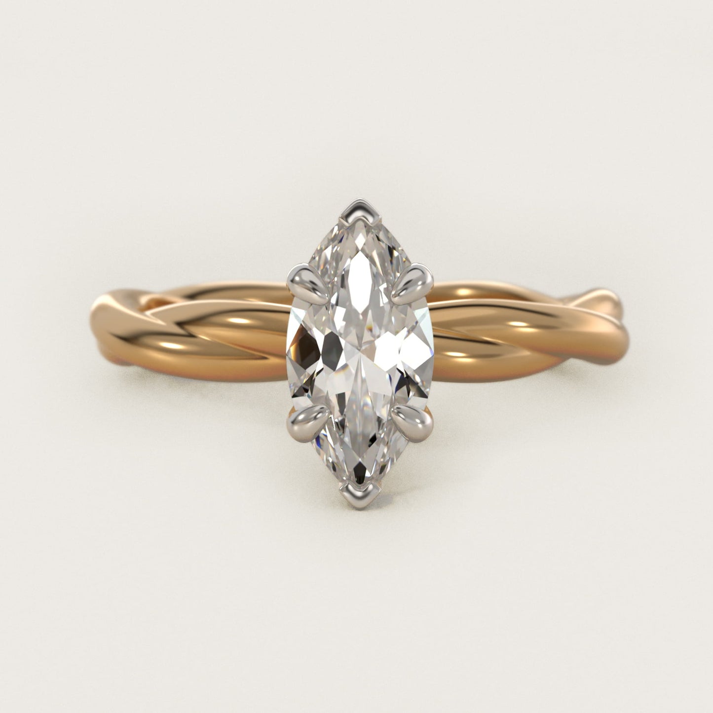Rope Solitaire Engagement Ring In 18k Yellow Gold By James Allen - Marquise Center