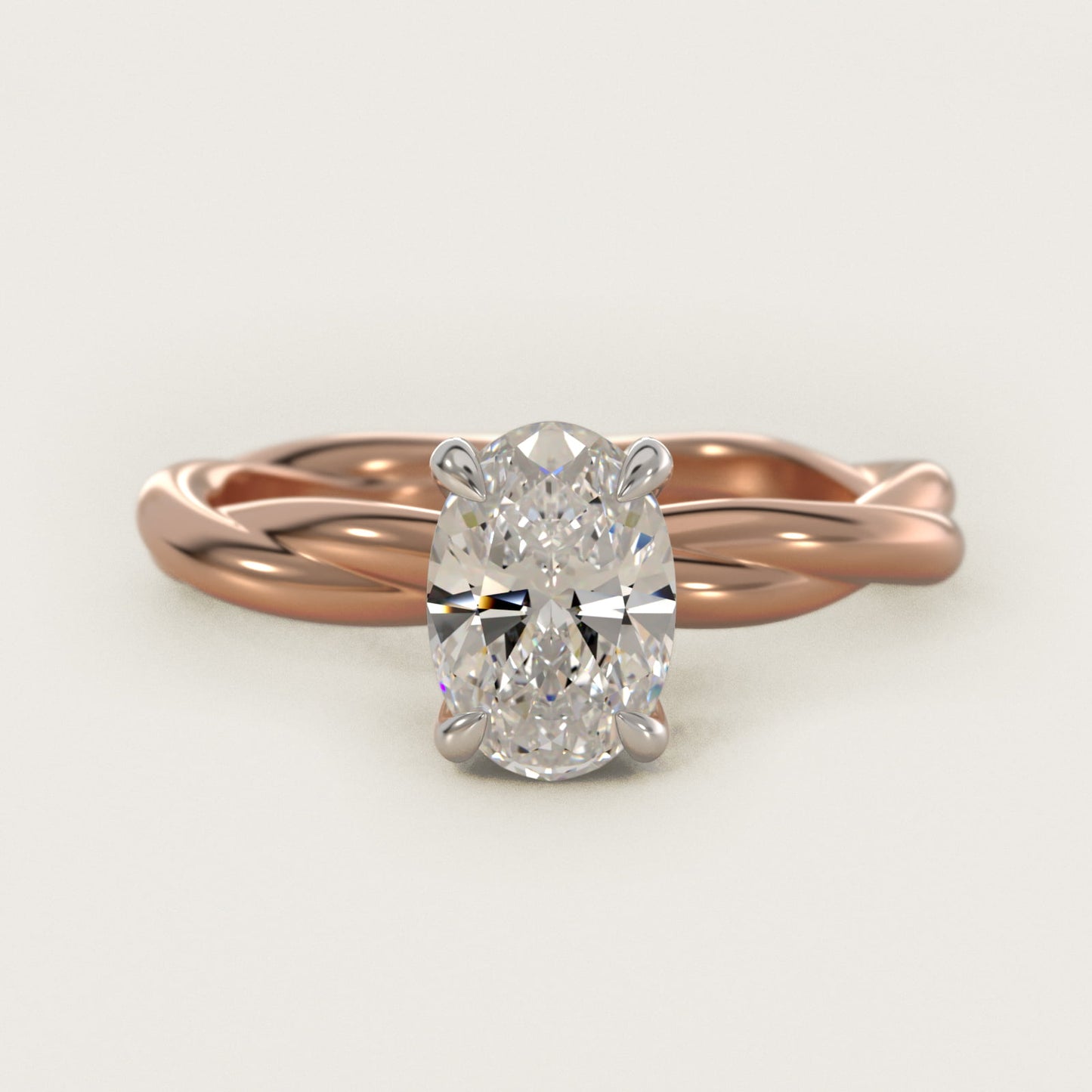 Rope Solitaire Engagement Ring In 18k Rose Gold By James Allen - Oval Center