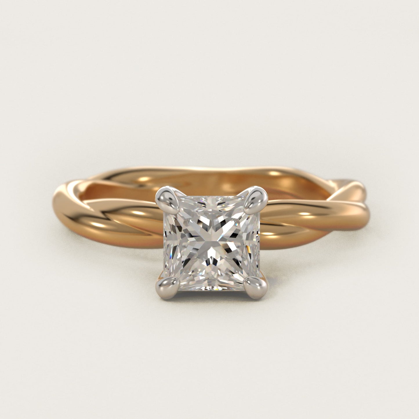 Rope Solitaire Engagement Ring In 14K Yellow Gold By James Allen - Princess Center