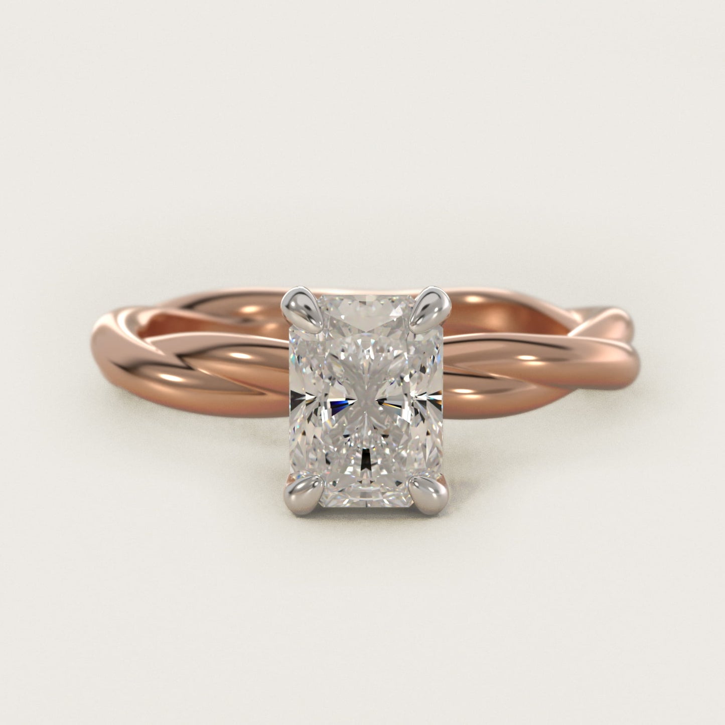 Rope Solitaire Engagement Ring In 14K Rose Gold By James Allen - Radiant Center