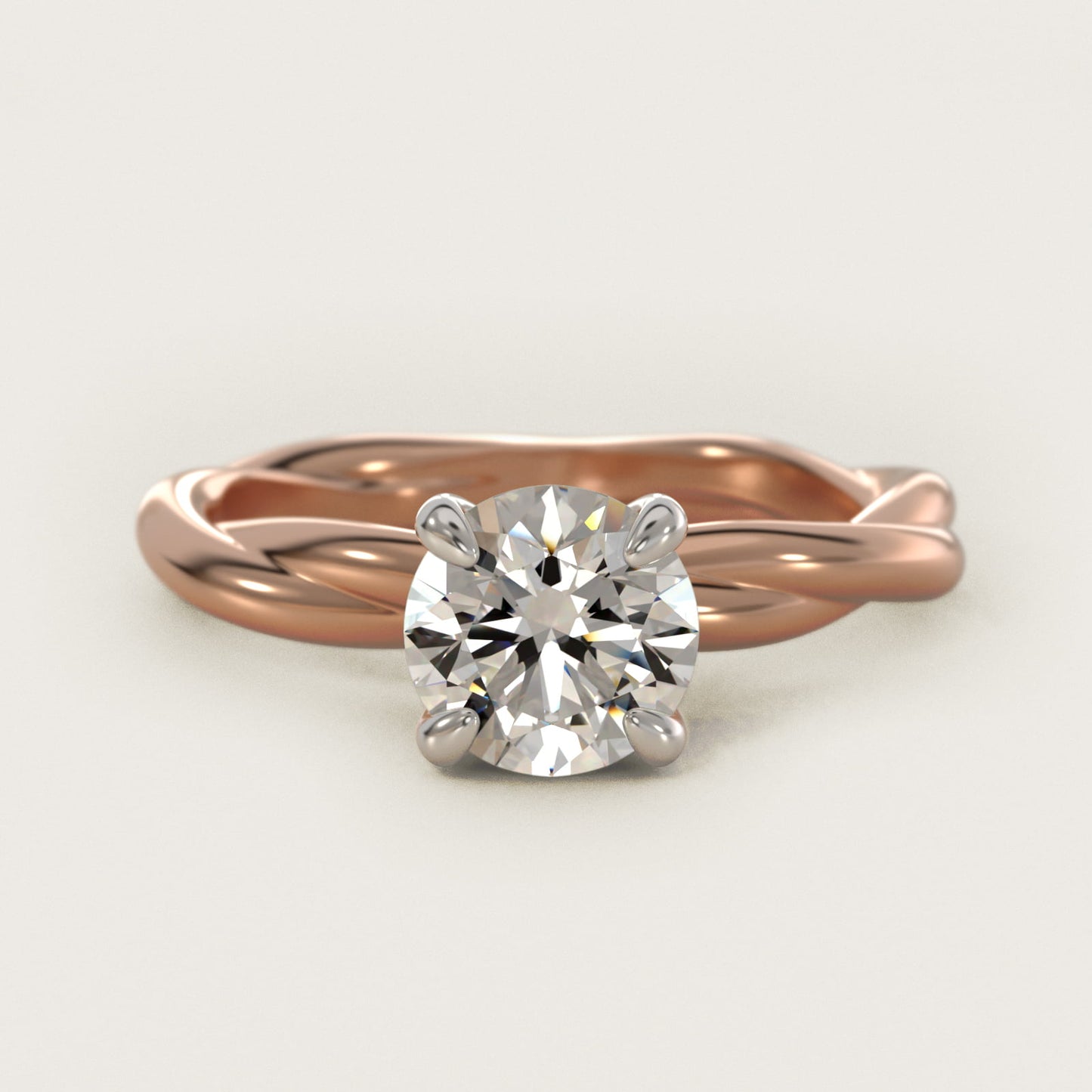 Rope Solitaire Engagement Ring In 18k Rose Gold By James Allen - Round Center