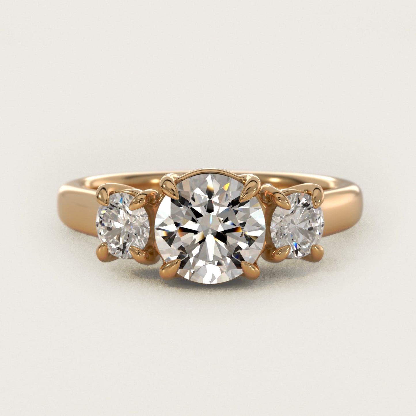 Round Diamond Three Stone Engagement Ring In 14K Yellow Gold By James Allen - Round Center