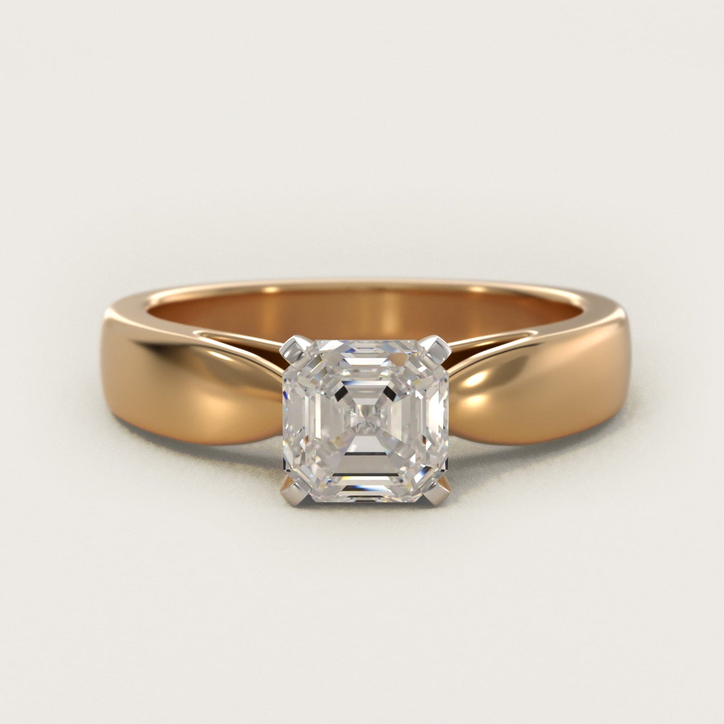 Rounded Cathedral Solitaire Engagement Ring In 14K Yellow Gold By James Allen - Asscher Center