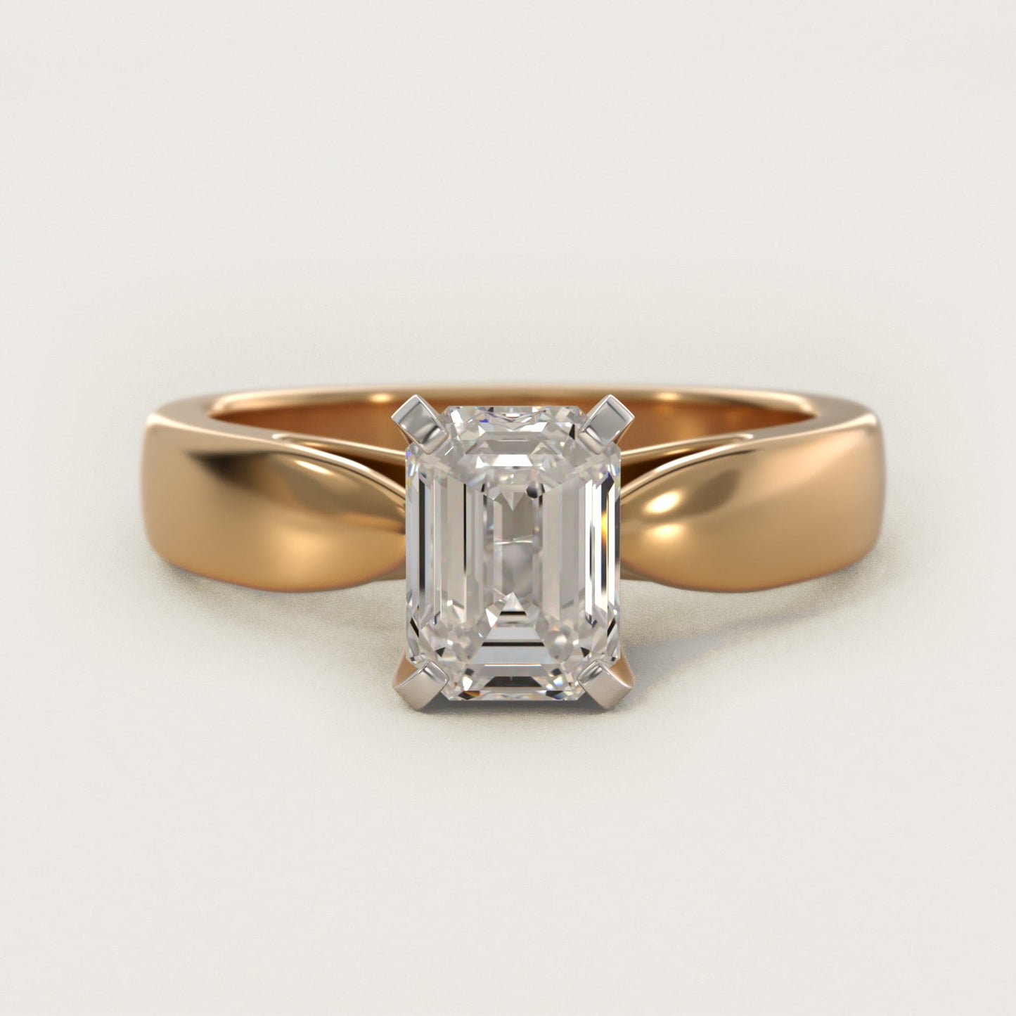 Rounded Cathedral Solitaire Engagement Ring In 14K Yellow Gold By James Allen - Emerald Center