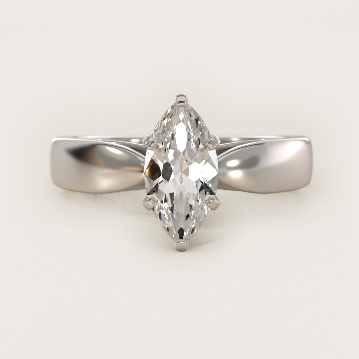 Rounded Cathedral Solitaire Engagement Ring In 14K White Gold By James Allen - Marquise Center
