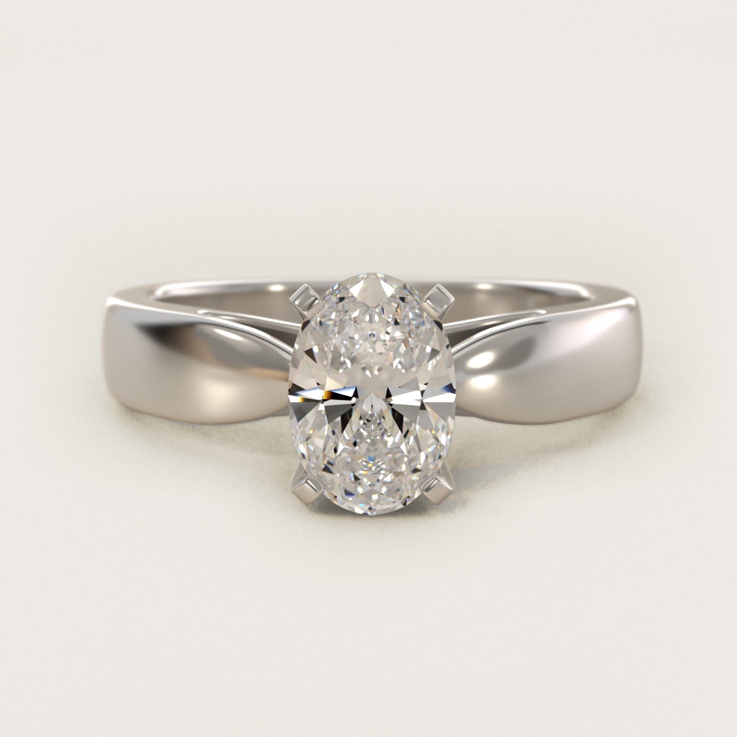 Rounded Cathedral Solitaire Engagement Ring In 14K White Gold By James Allen - Oval Center