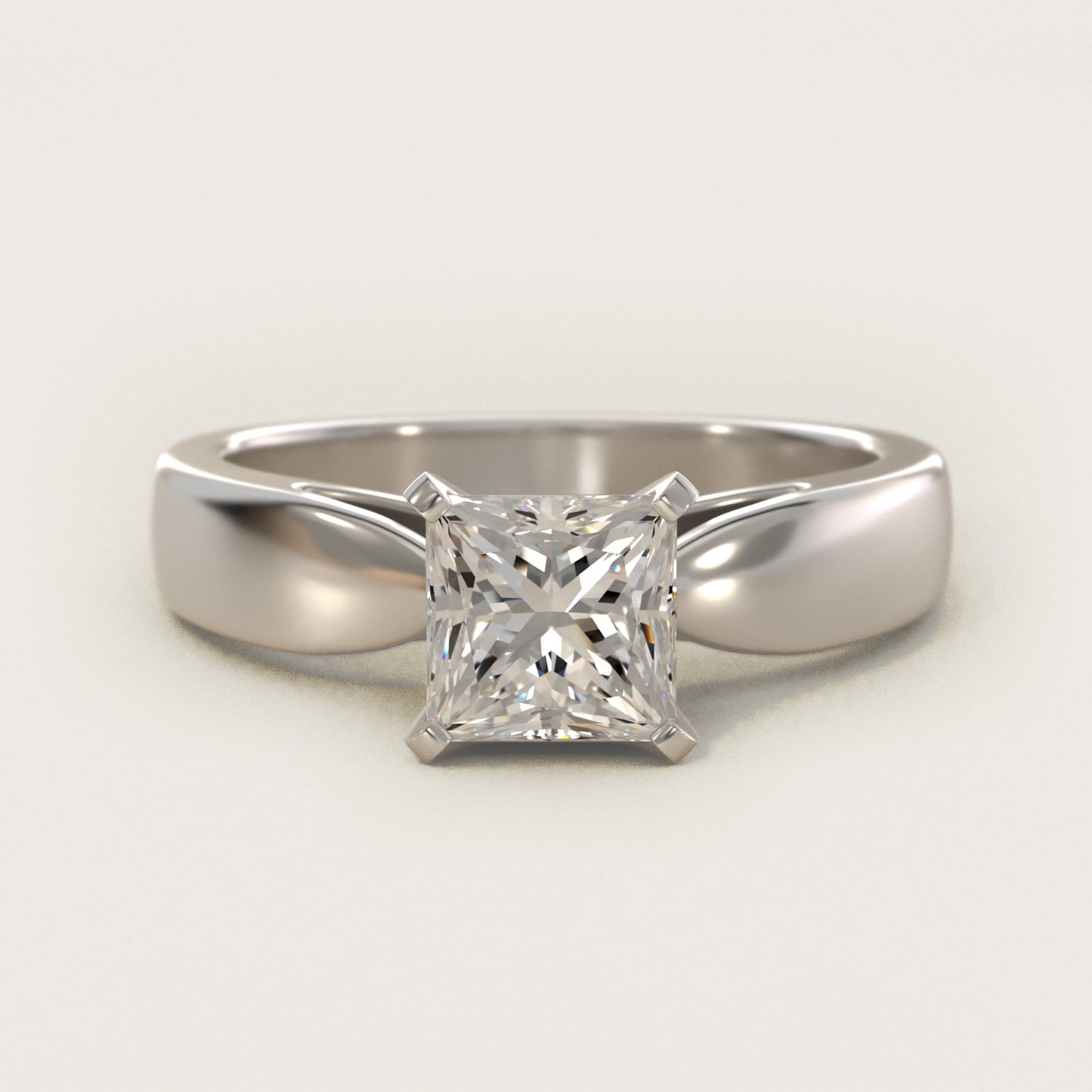 Rounded Cathedral Solitaire Engagement Ring In 18k White Gold By James Allen - Princess Center