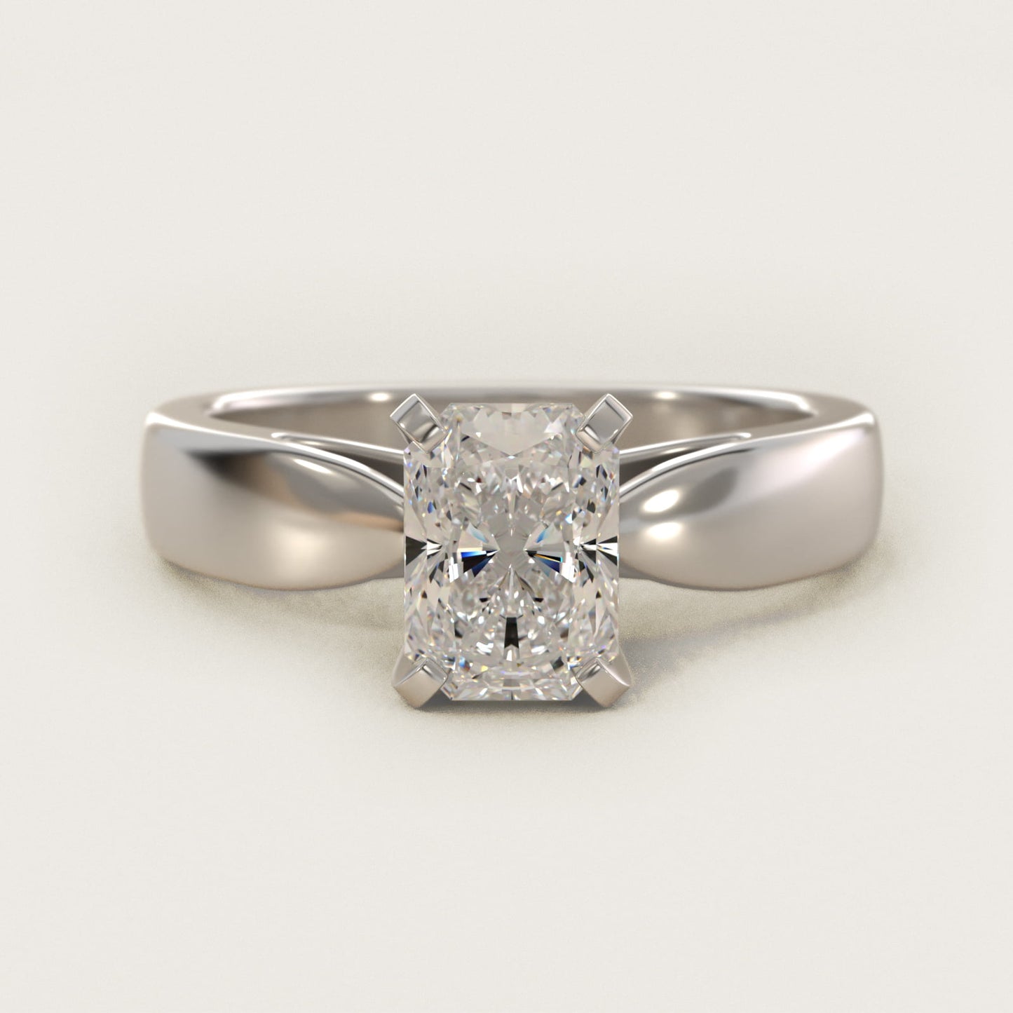 Rounded Cathedral Solitaire Engagement Ring In 18k White Gold By James Allen - Radiant Center
