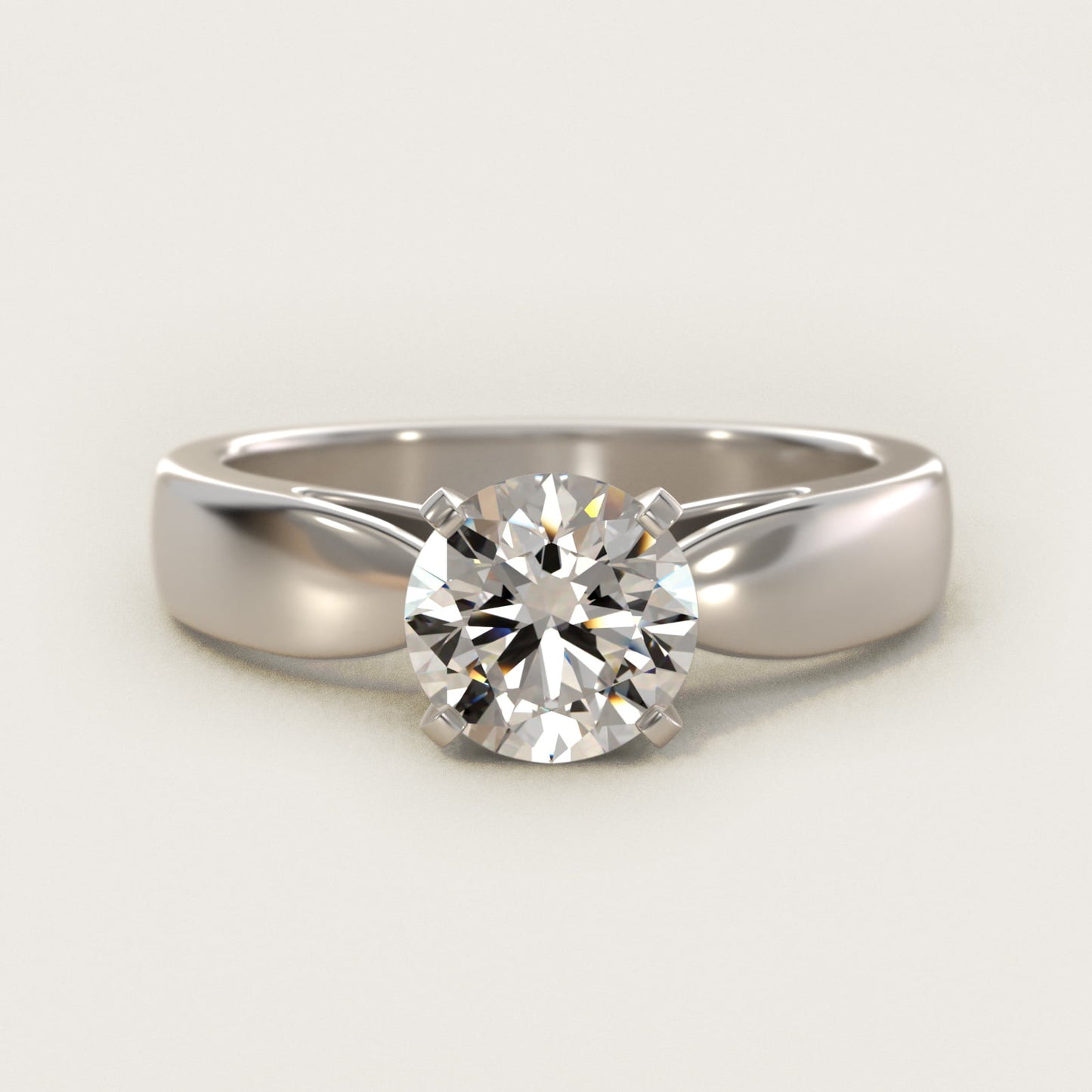 Rounded Cathedral Solitaire Engagement Ring In Platinum By James Allen - Round Center