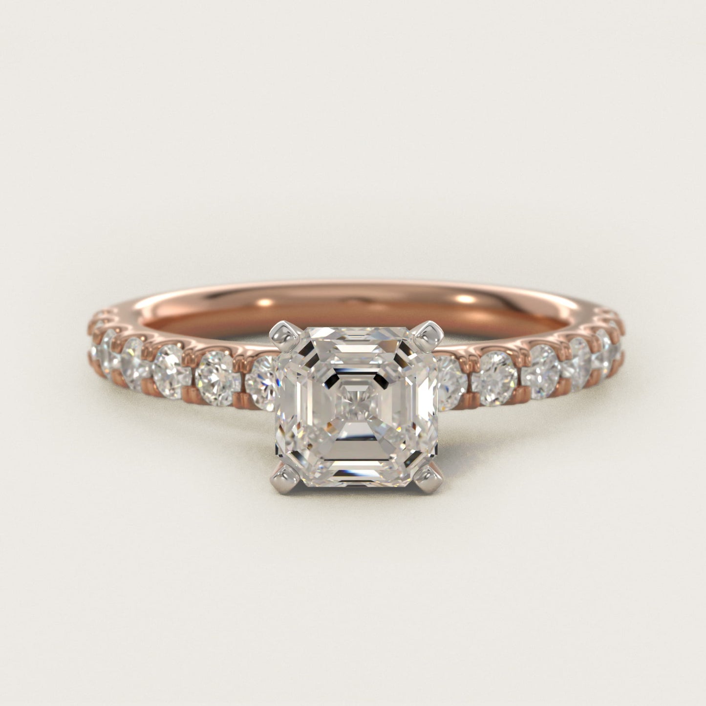 Scalloped PavŽ Diamond Engagement Ring in 14k Rose Gold (3/8 ct. tw.) - Asscher Center