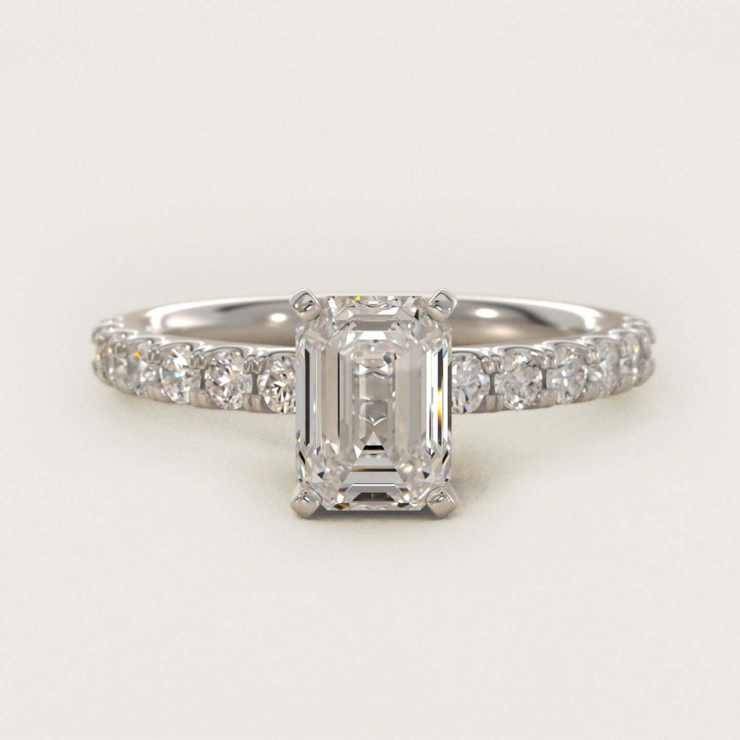 Scalloped PavŽ Diamond Engagement Ring in Platinum (3/8 ct. tw.) - Emerald Center