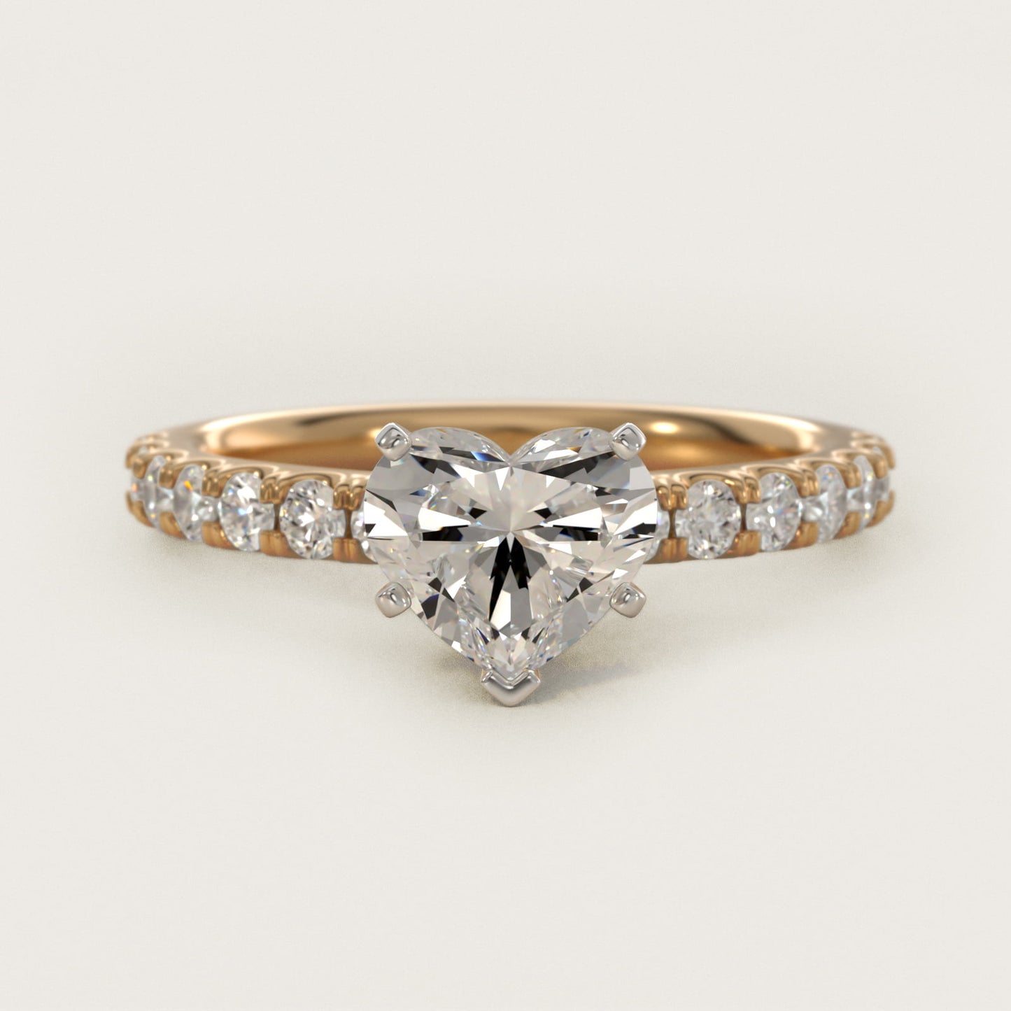 Scalloped PavŽ Diamond Engagement Ring in 14K Yellow Gold (3/8 ct. tw.) - Heart Center