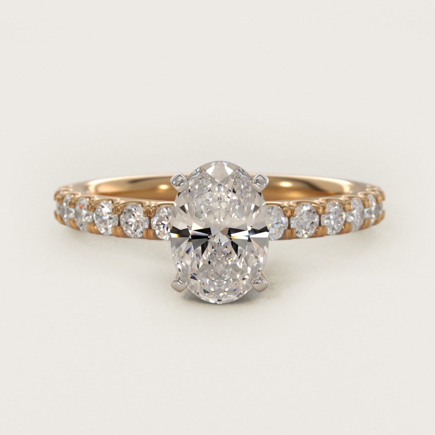 Scalloped PavŽ Diamond Engagement Ring in 18k Yellow Gold (3/8 ct. tw.) - Oval Center