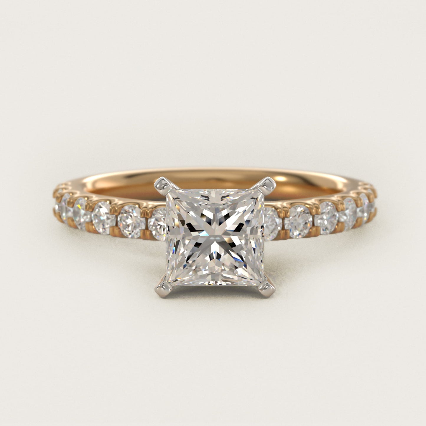 Scalloped PavŽ Diamond Engagement Ring in 18k Yellow Gold (3/8 ct. tw.) - Princess Center