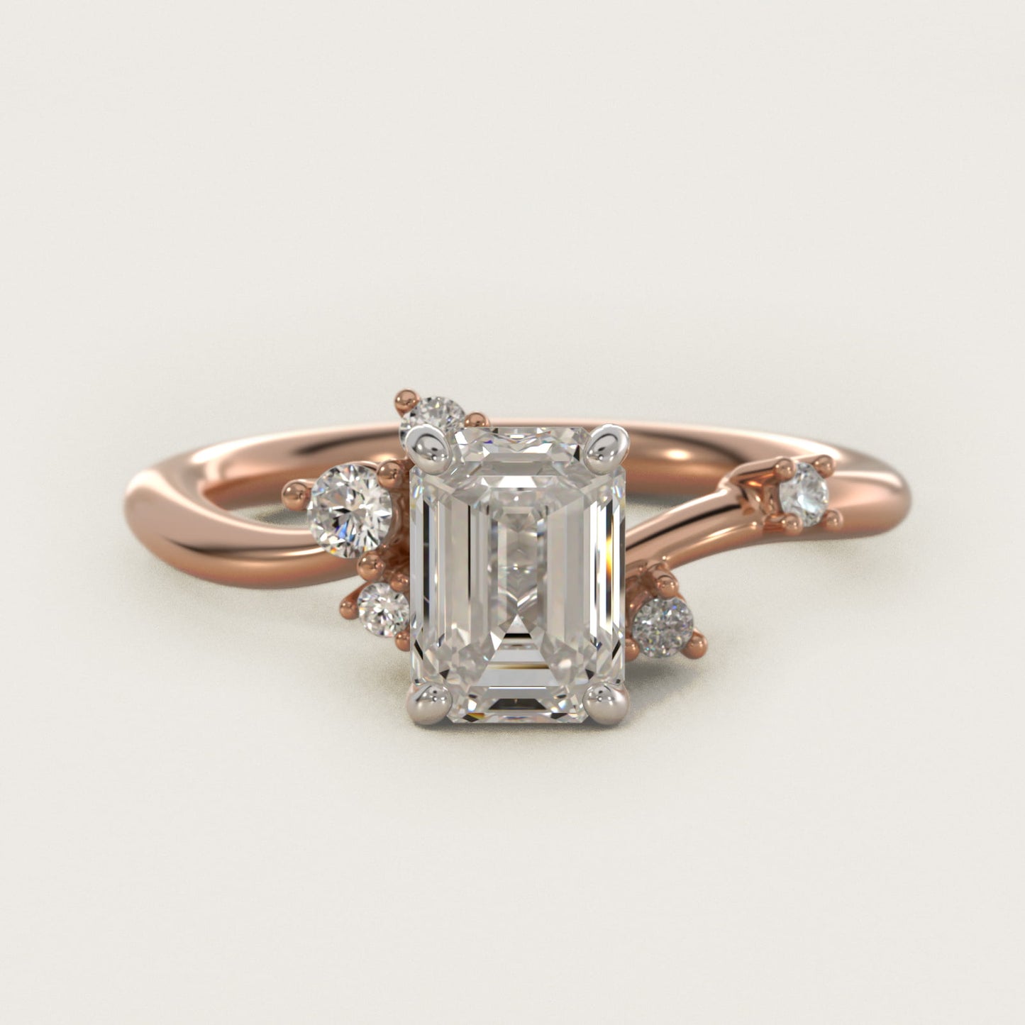 Scattered Blooms Undulated Side Stone Diamond Engagement Ring In 18k Rose Gold By James Allen - Emerald Center