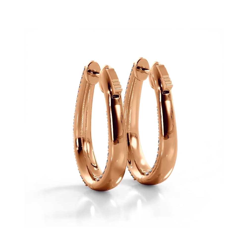 1.50 ctw. Inside Out Dome Pave Diamond Hoop Earrings - 14K Rose Gold - H-I Color I1-I2 Clarity