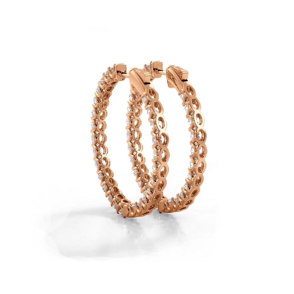 2.30 ctw. Inside Out U Prong Diamond Medium Hoop Earrings - 14K Rose Gold - H-I Color I1-I2 Clarity